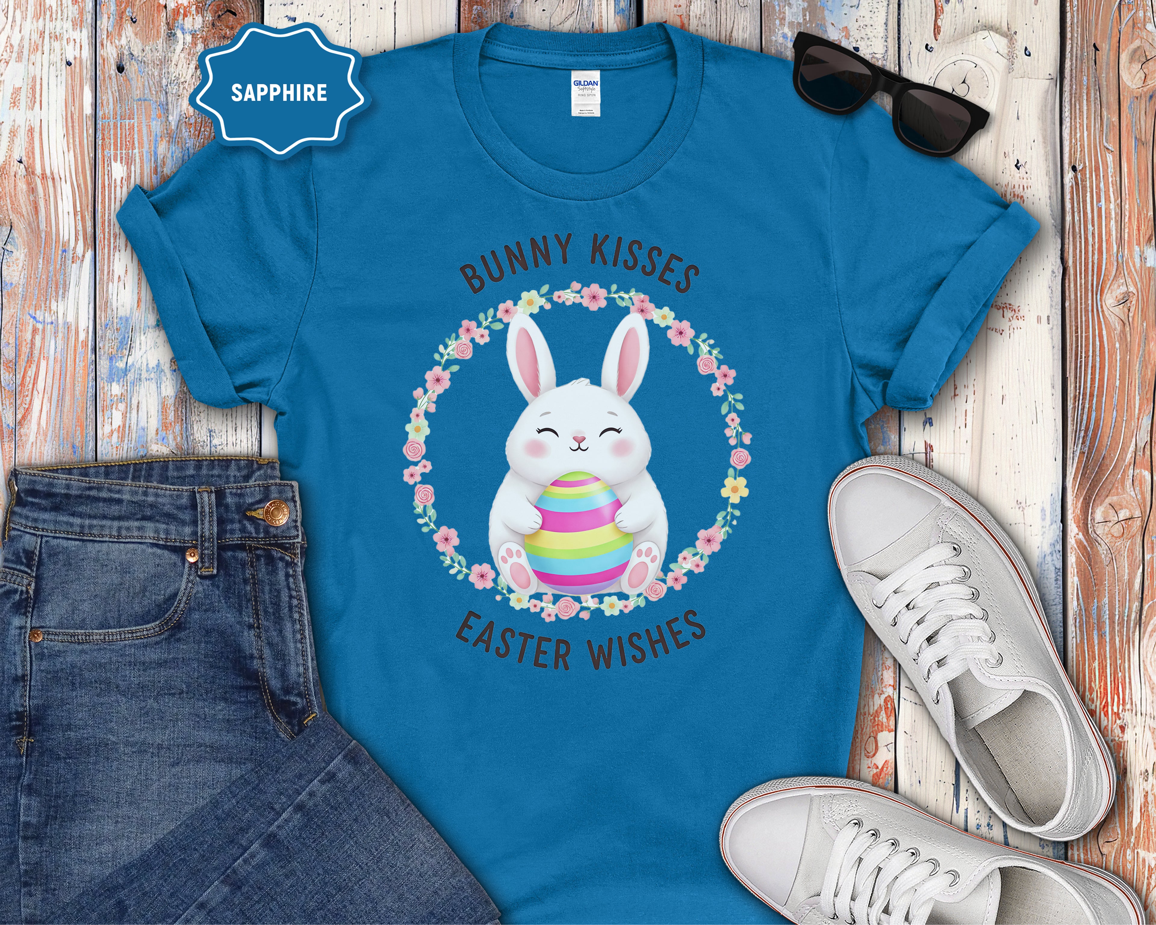 'Bunny Kisses, Easter Wishes' Cute Spring Tee