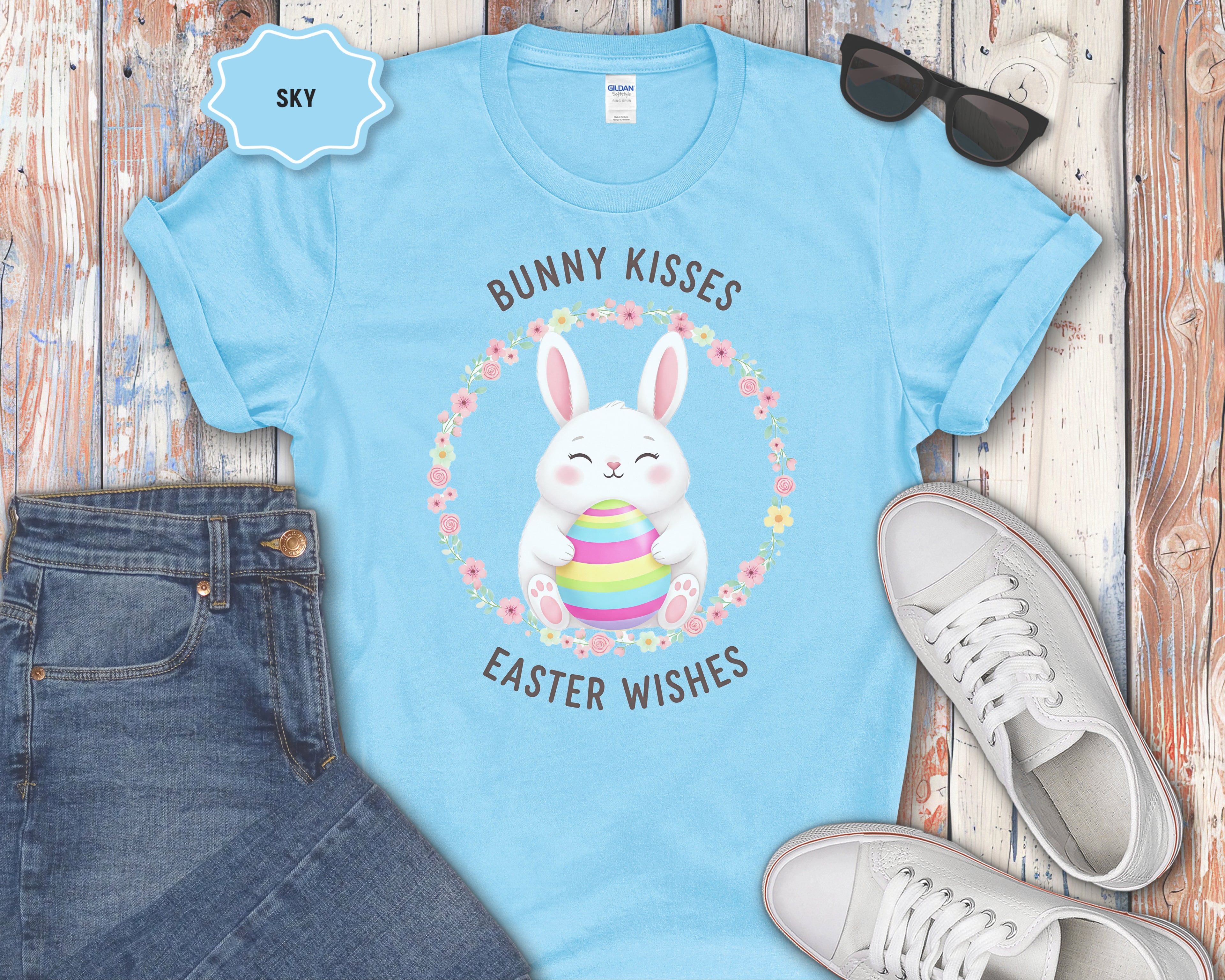 'Bunny Kisses, Easter Wishes' Cute Spring Tee