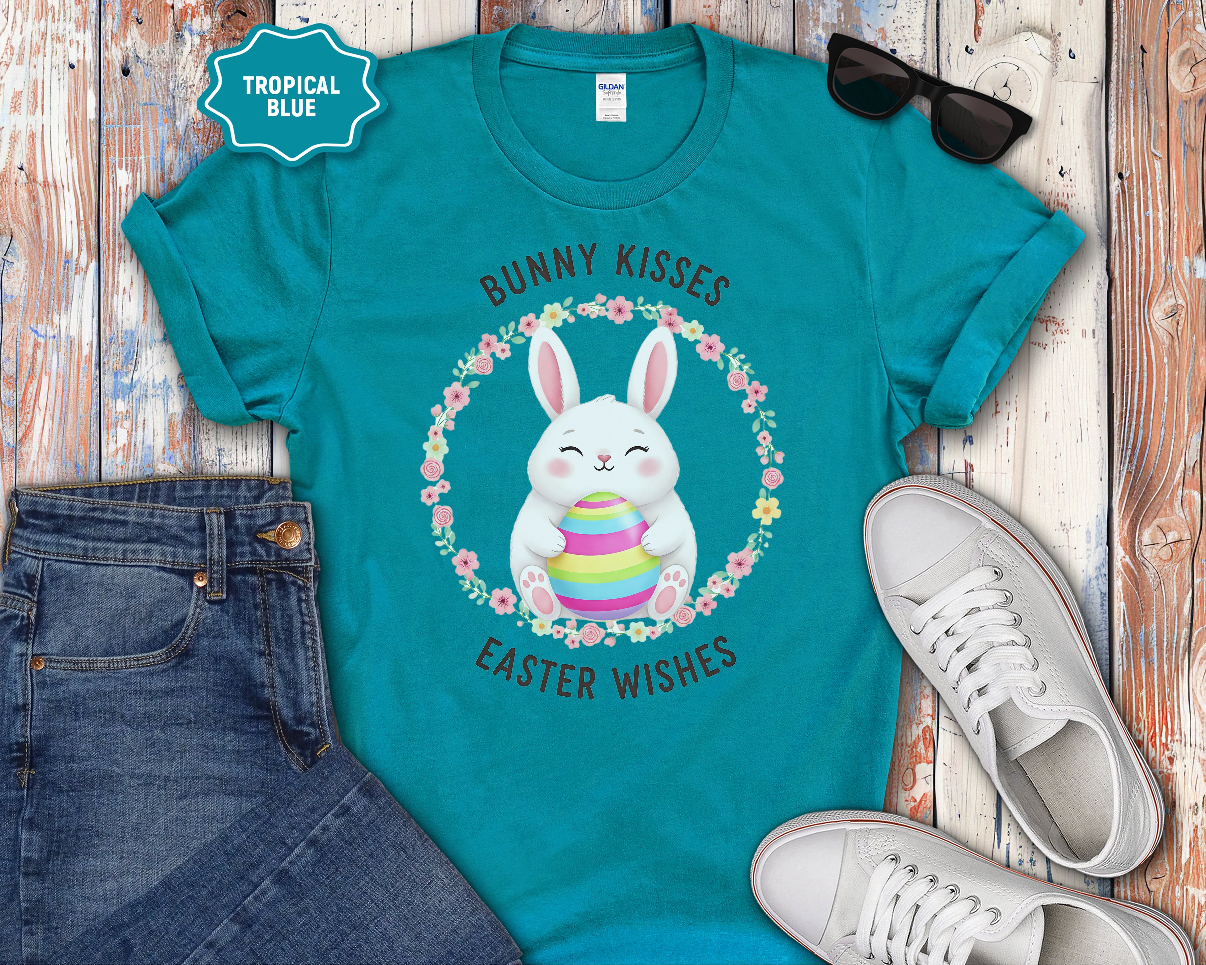 'Bunny Kisses, Easter Wishes' Cute Spring Tee