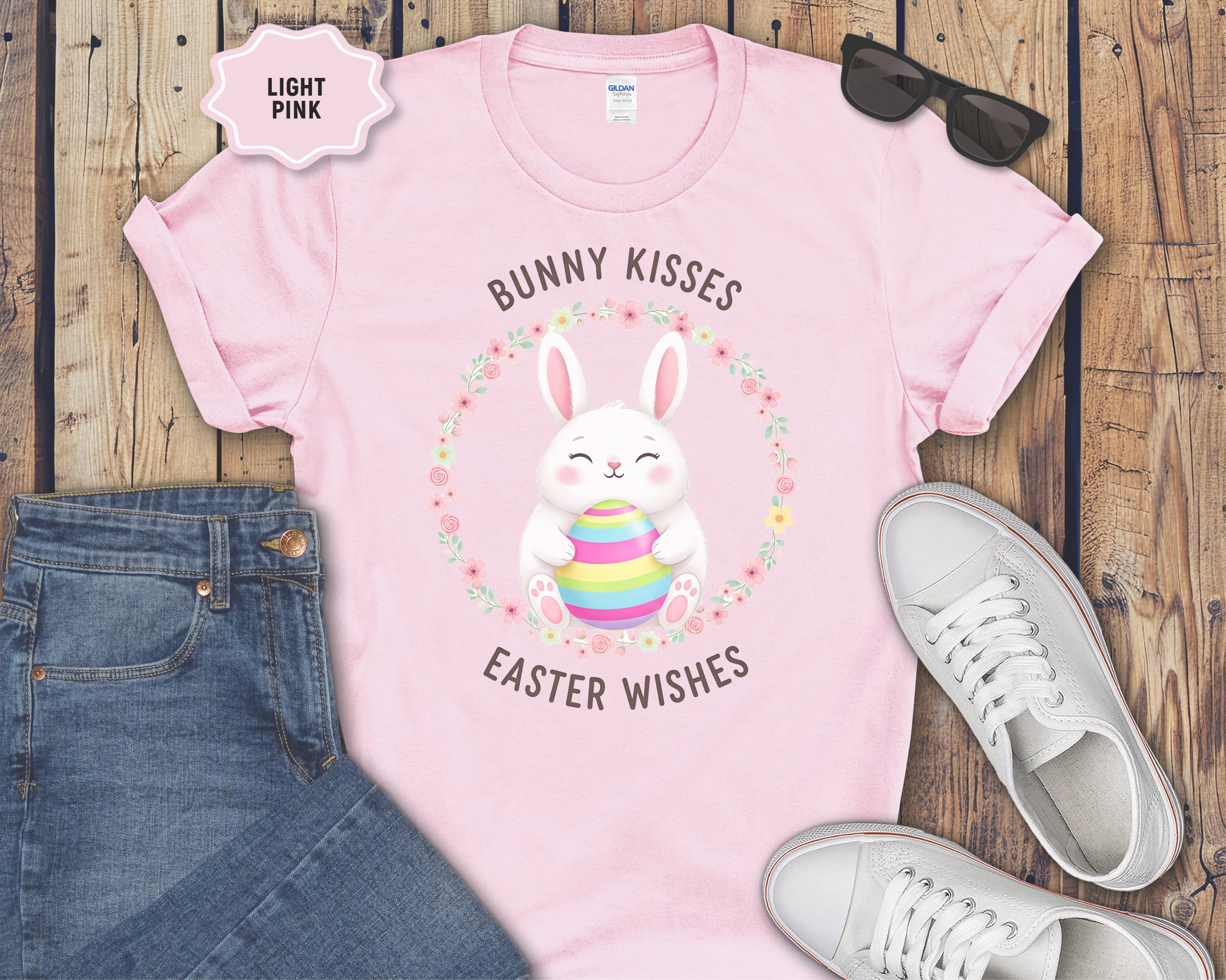 'Bunny Kisses, Easter Wishes' Cute Spring Tee