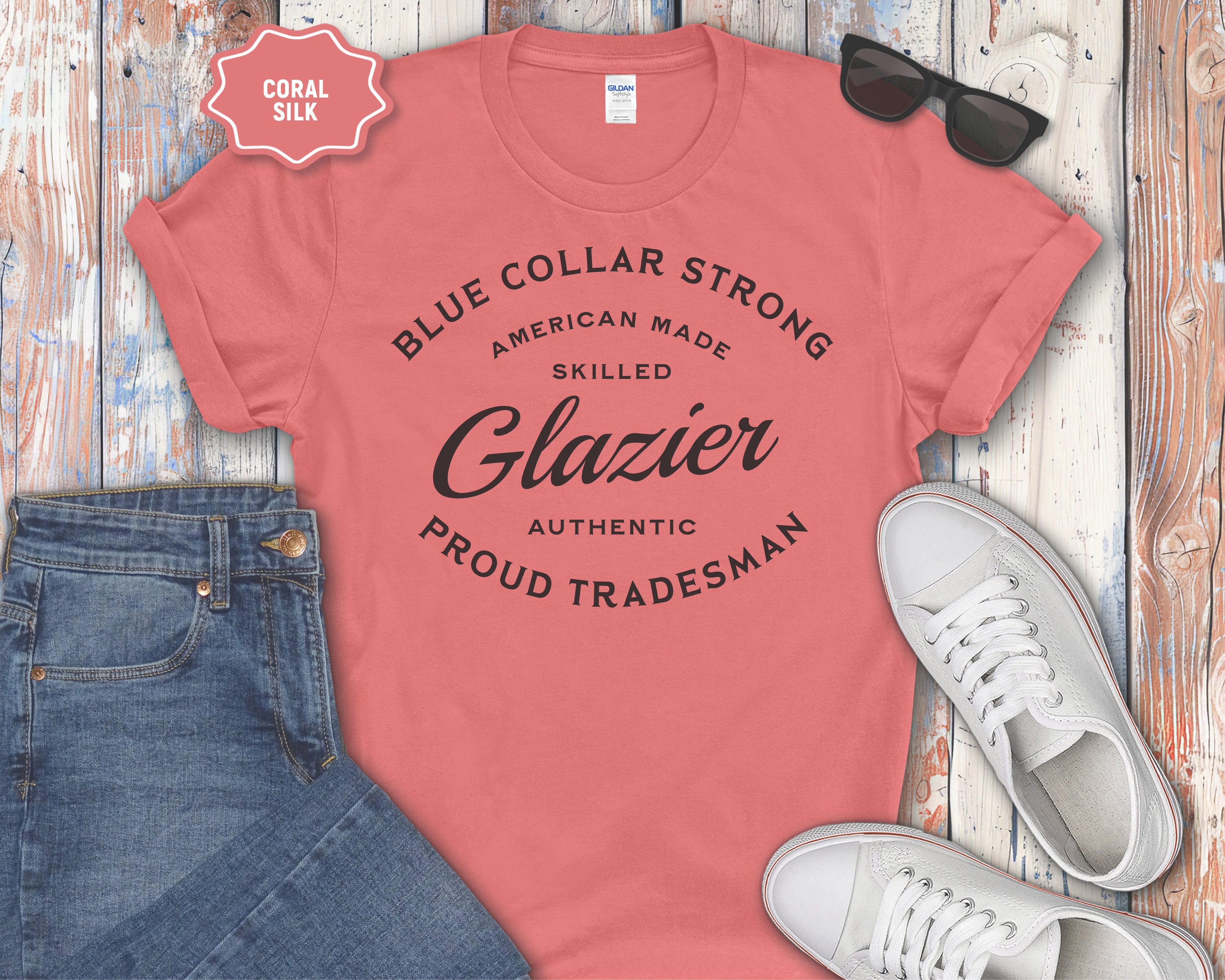 Glazier Proud Tradesman T-Shirt — Blue Collar Strong
