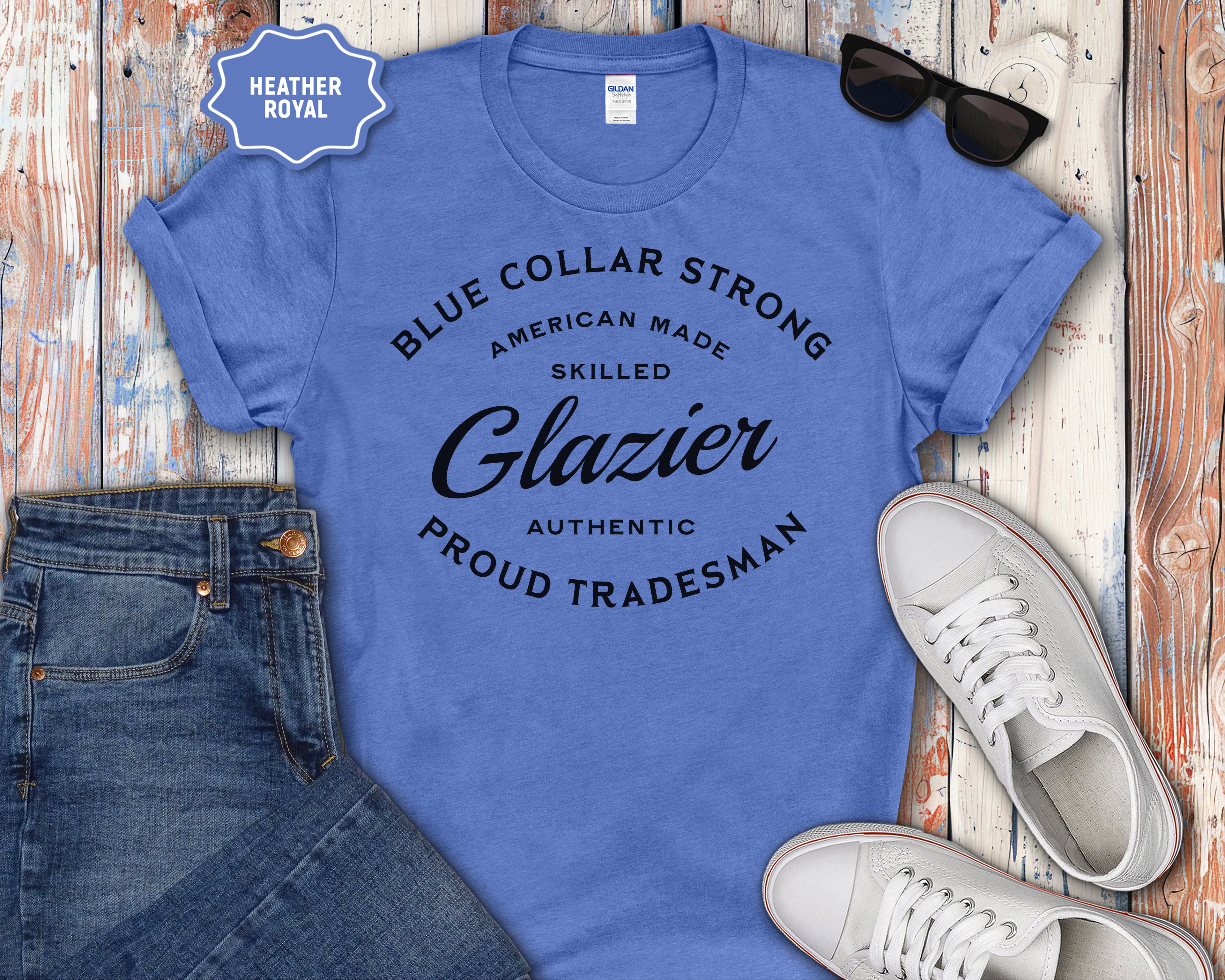 Glazier Proud Tradesman T-Shirt — Blue Collar Strong