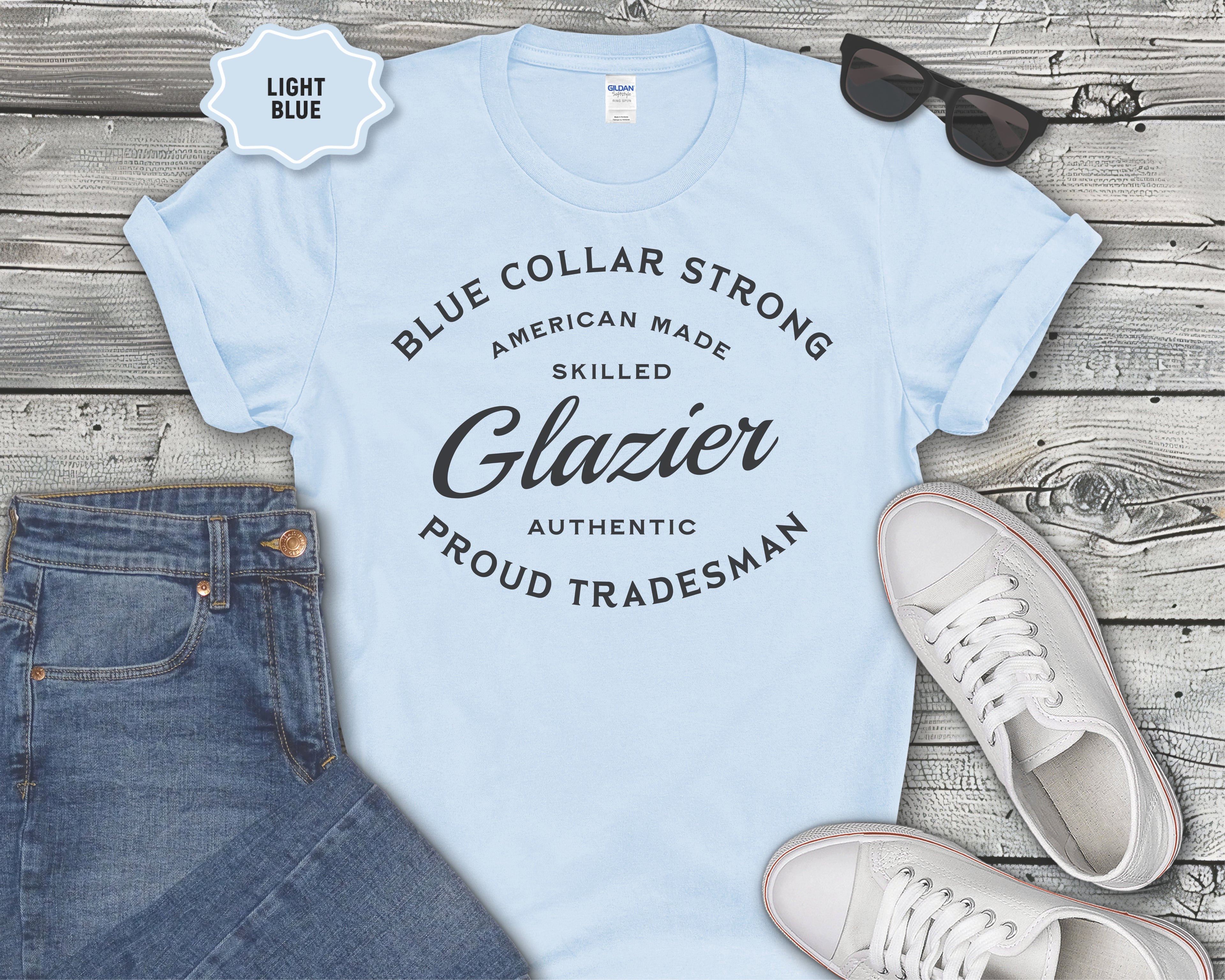 Glazier Proud Tradesman T-Shirt — Blue Collar Strong