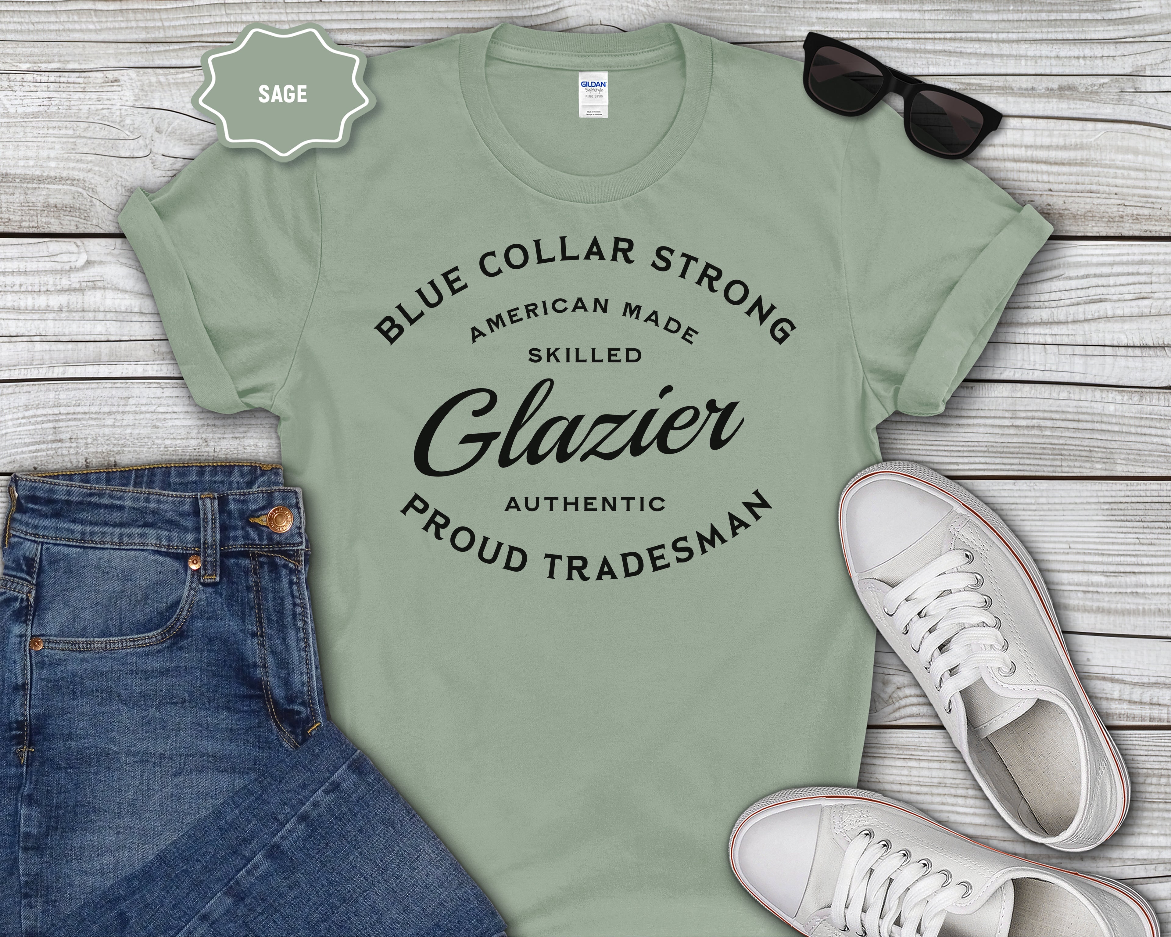 Glazier Proud Tradesman T-Shirt — Blue Collar Strong