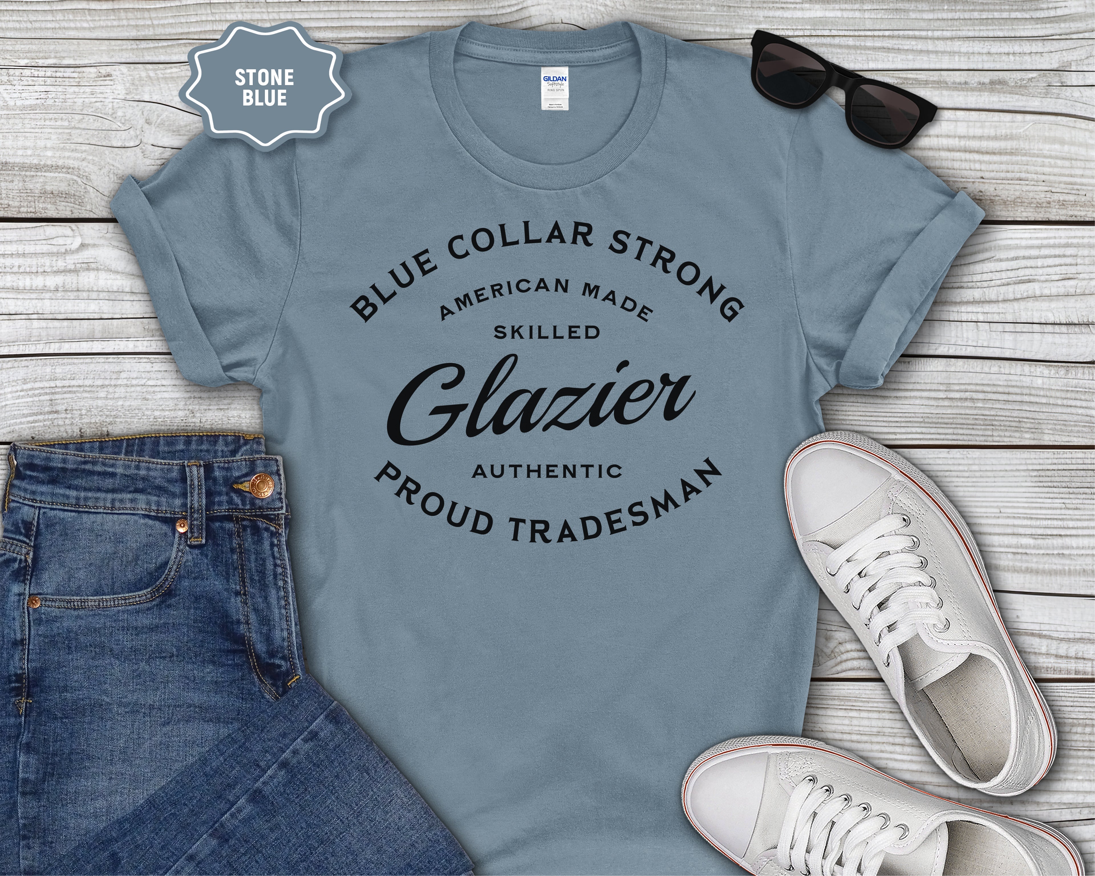 Glazier Proud Tradesman T-Shirt — Blue Collar Strong