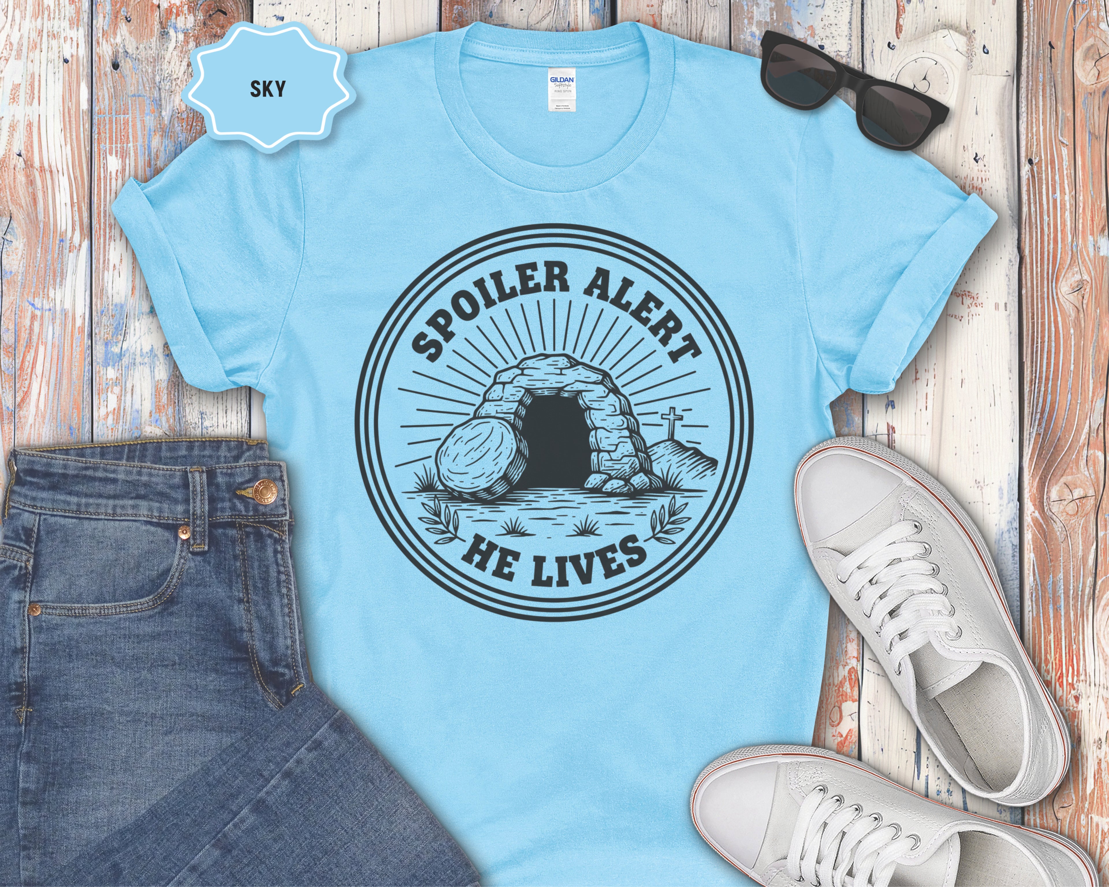 Spoiler Alert He Lives Christian Easter Resurrection Tee