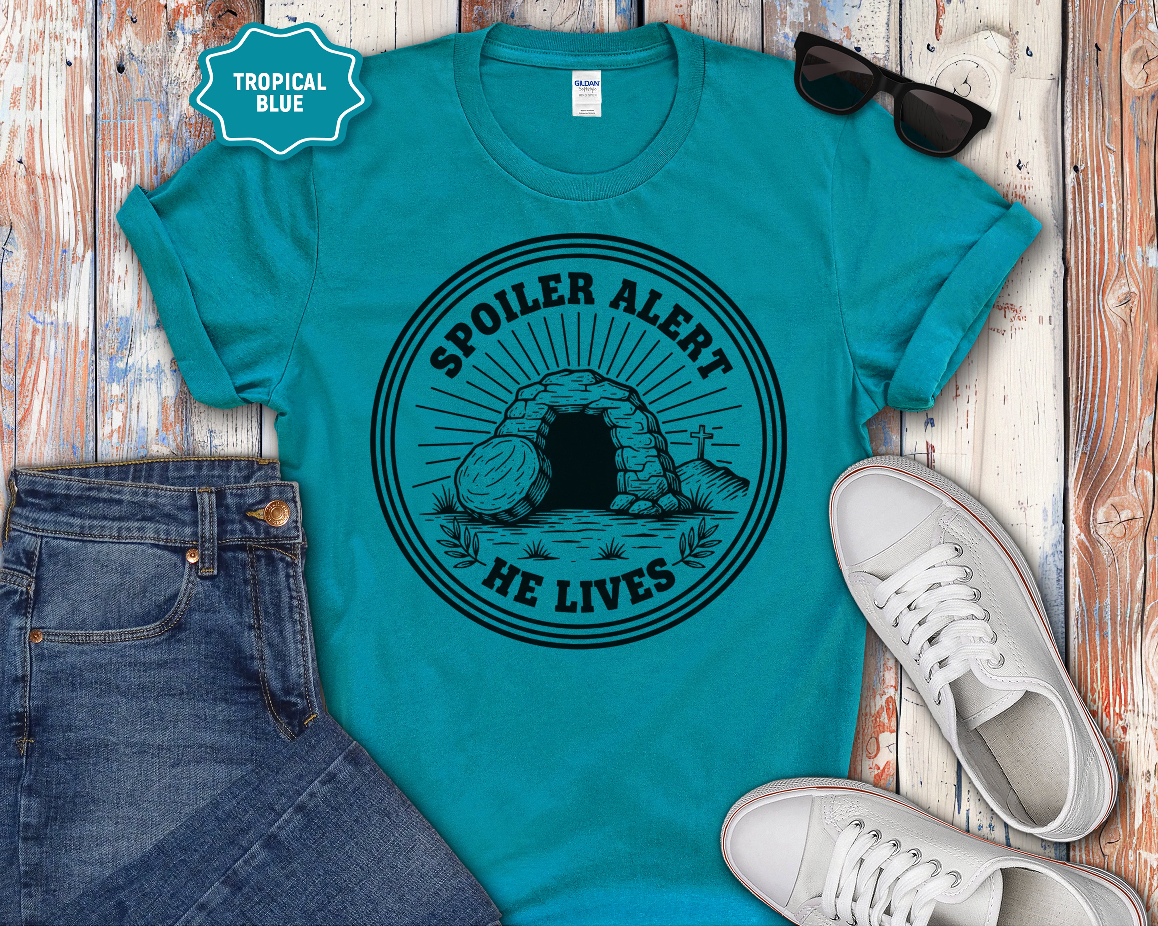 Spoiler Alert He Lives Christian Easter Resurrection Tee