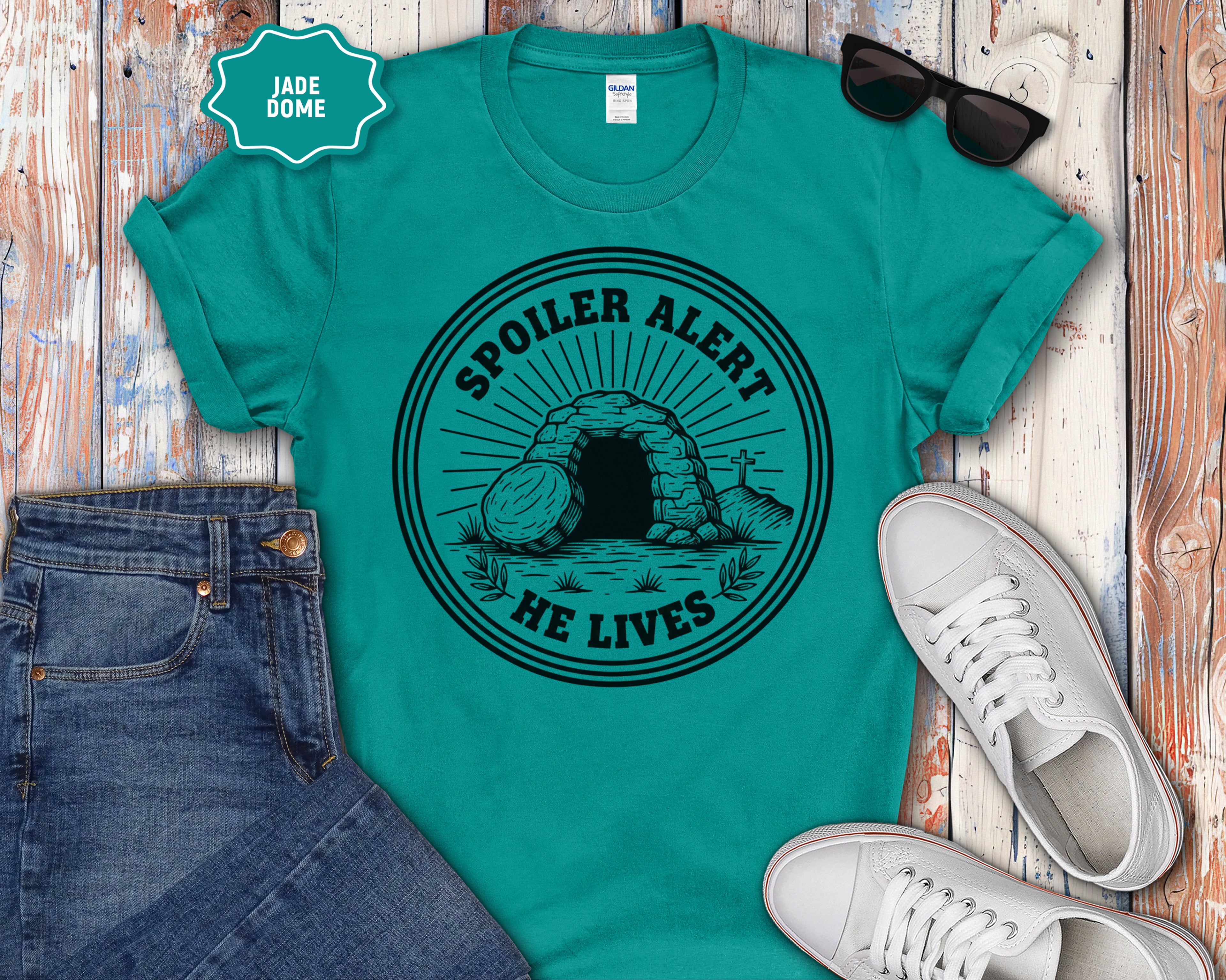 Spoiler Alert He Lives Christian Easter Resurrection Tee