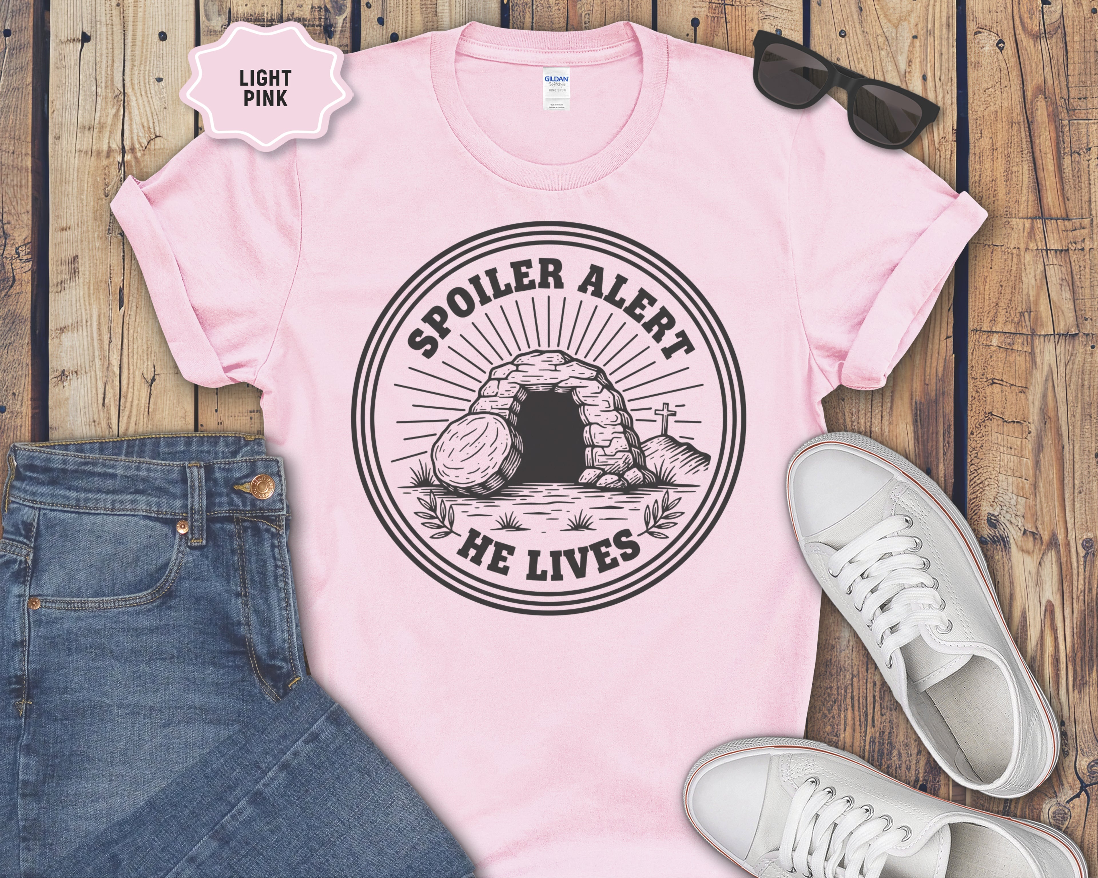 Spoiler Alert He Lives Christian Easter Resurrection Tee
