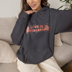 “Love Is Overrated” Cute Cat Graphic Hoodie