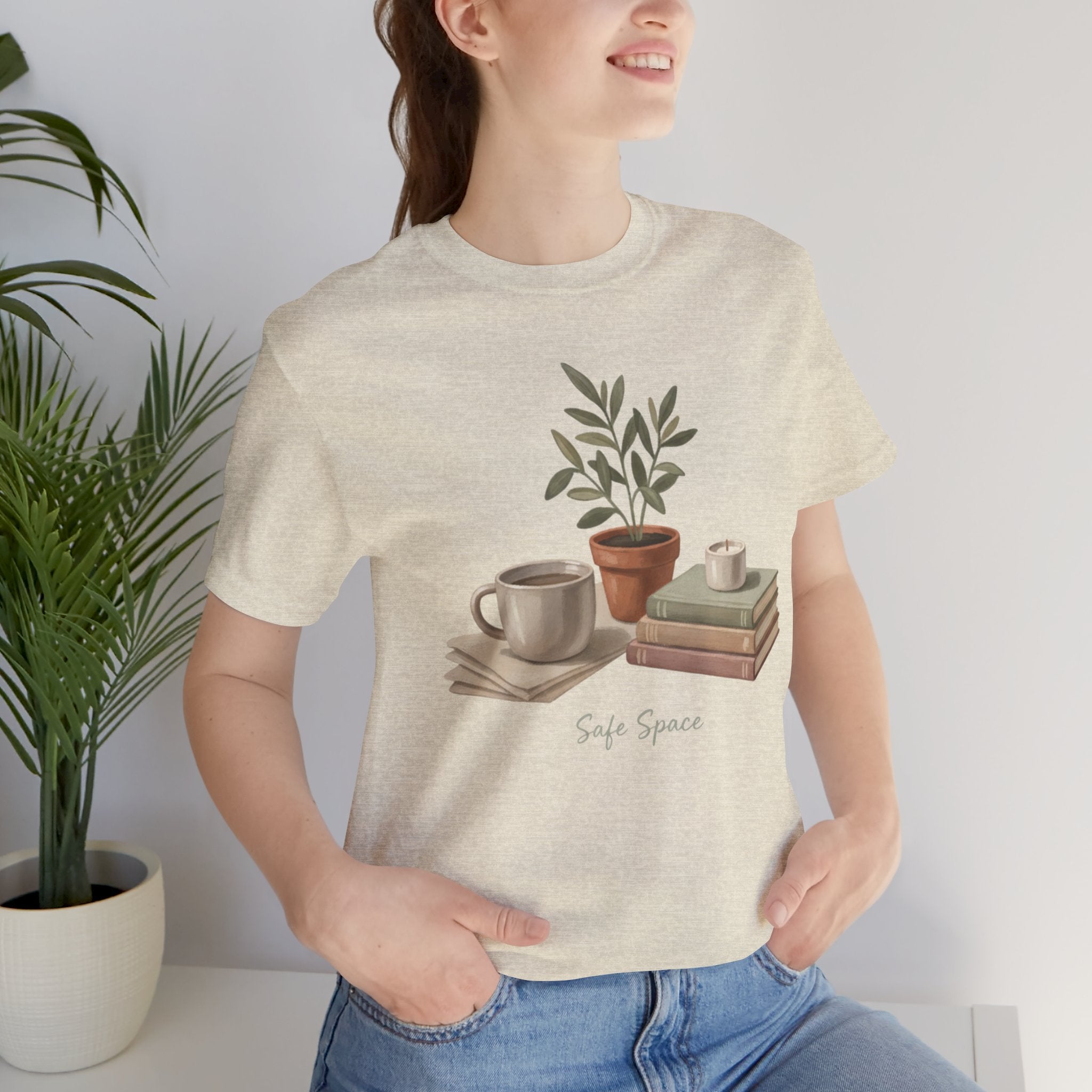 Gouache Still Life with Mugs & Books Safe Space T-Shirt