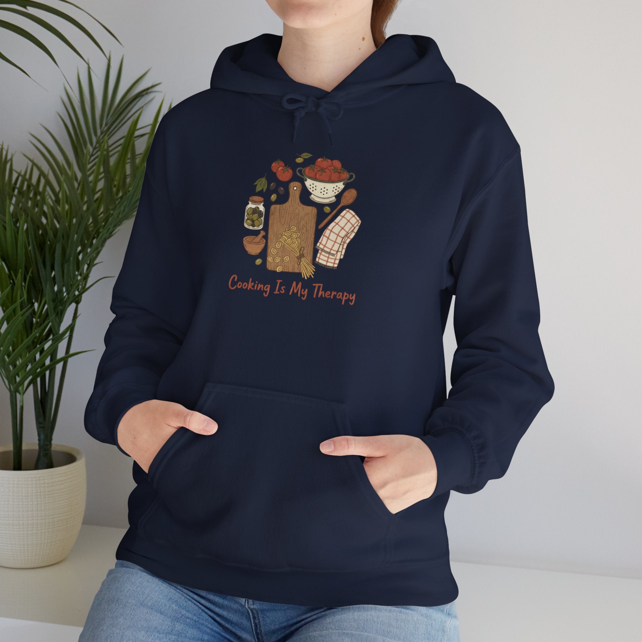 Cooking Is My Therapy Hoodie — Chef Apron-Inspired Comfort Sweatshirt