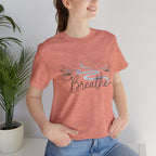 Breathe script tee | Minimal forest motif, moon phase nature vibes