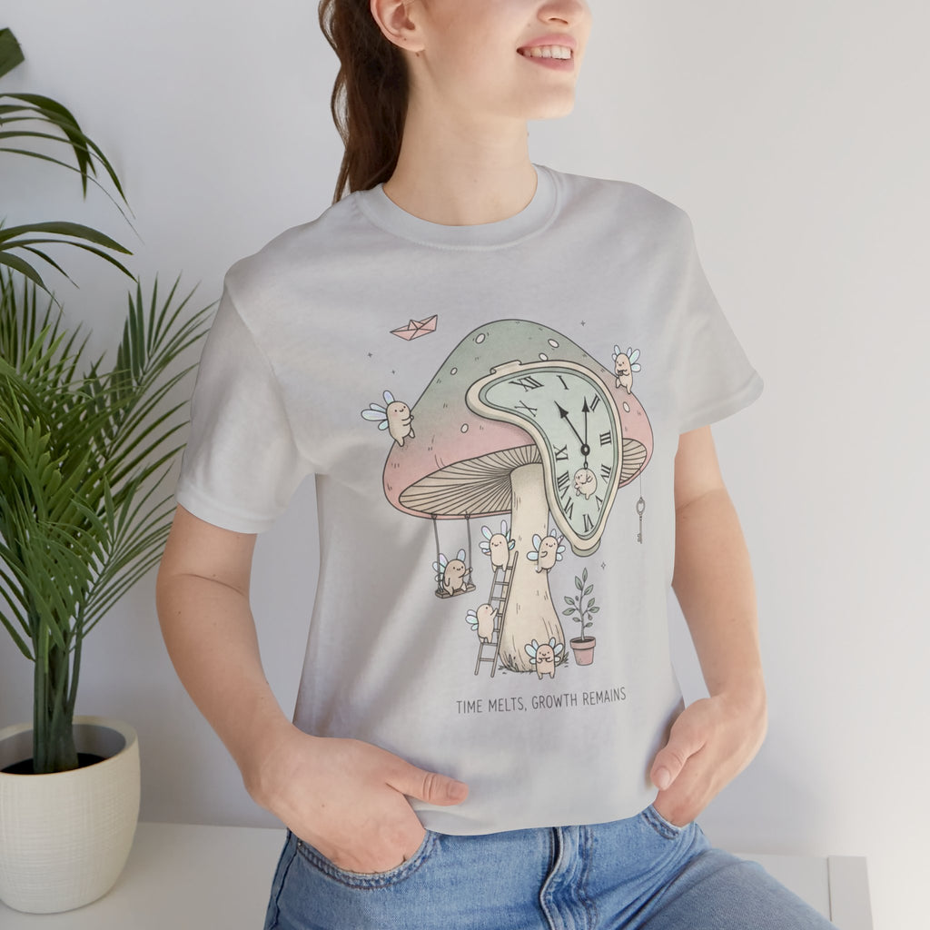Time Melts, Growth Remains, Mushroom Micro-Surrealism Tee