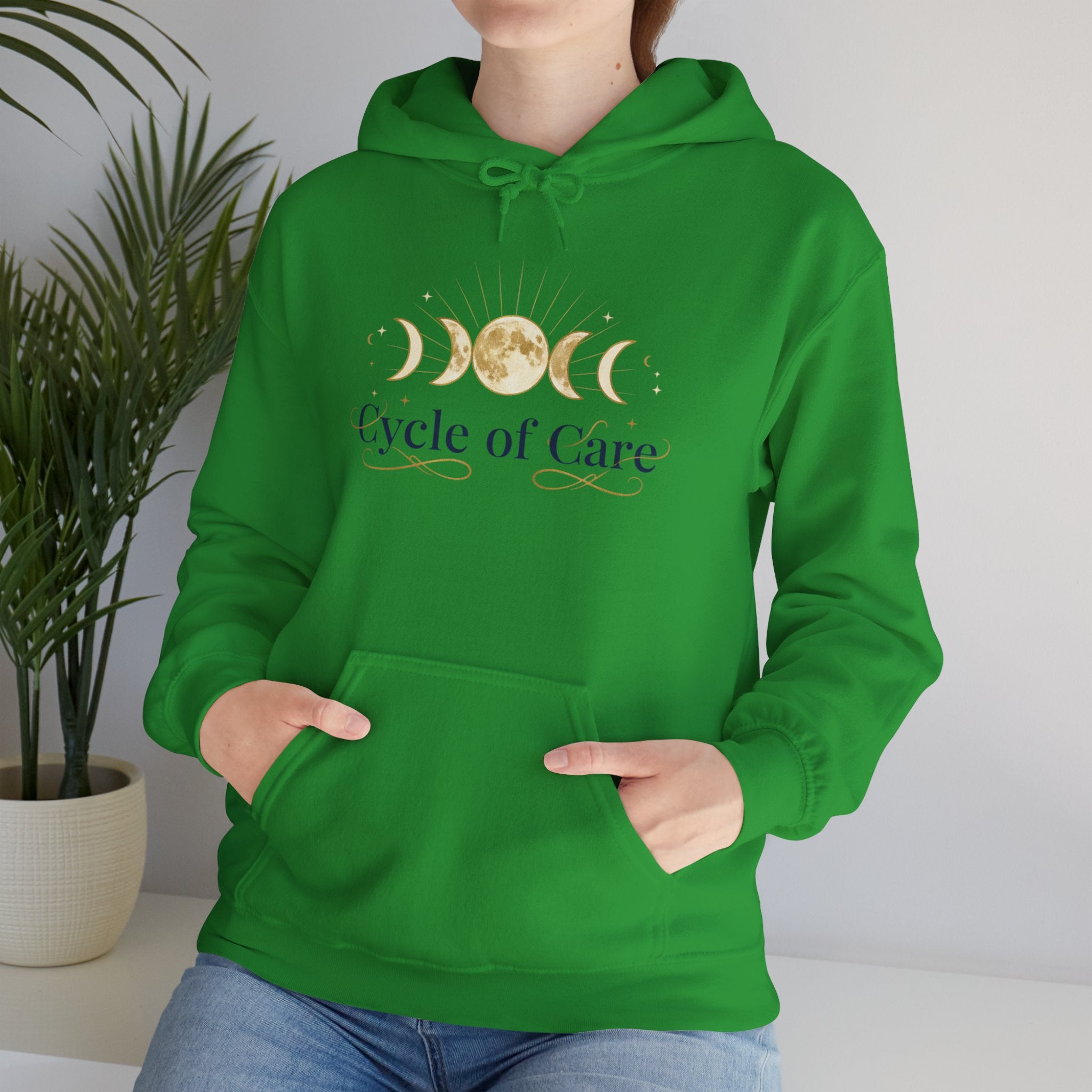 Cycle of Care Hoodie | moon phases, celestial wellness ritual