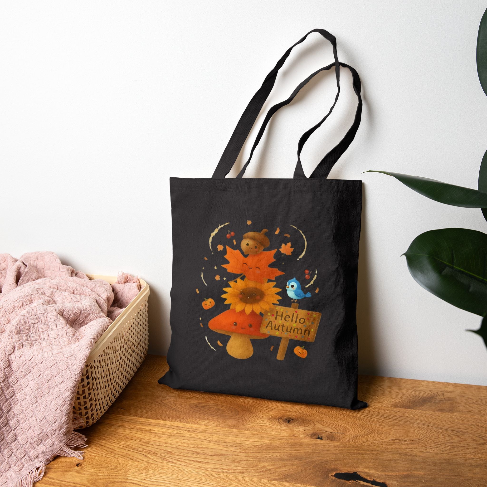 "Hello Autumn" Canvas Market Bag
