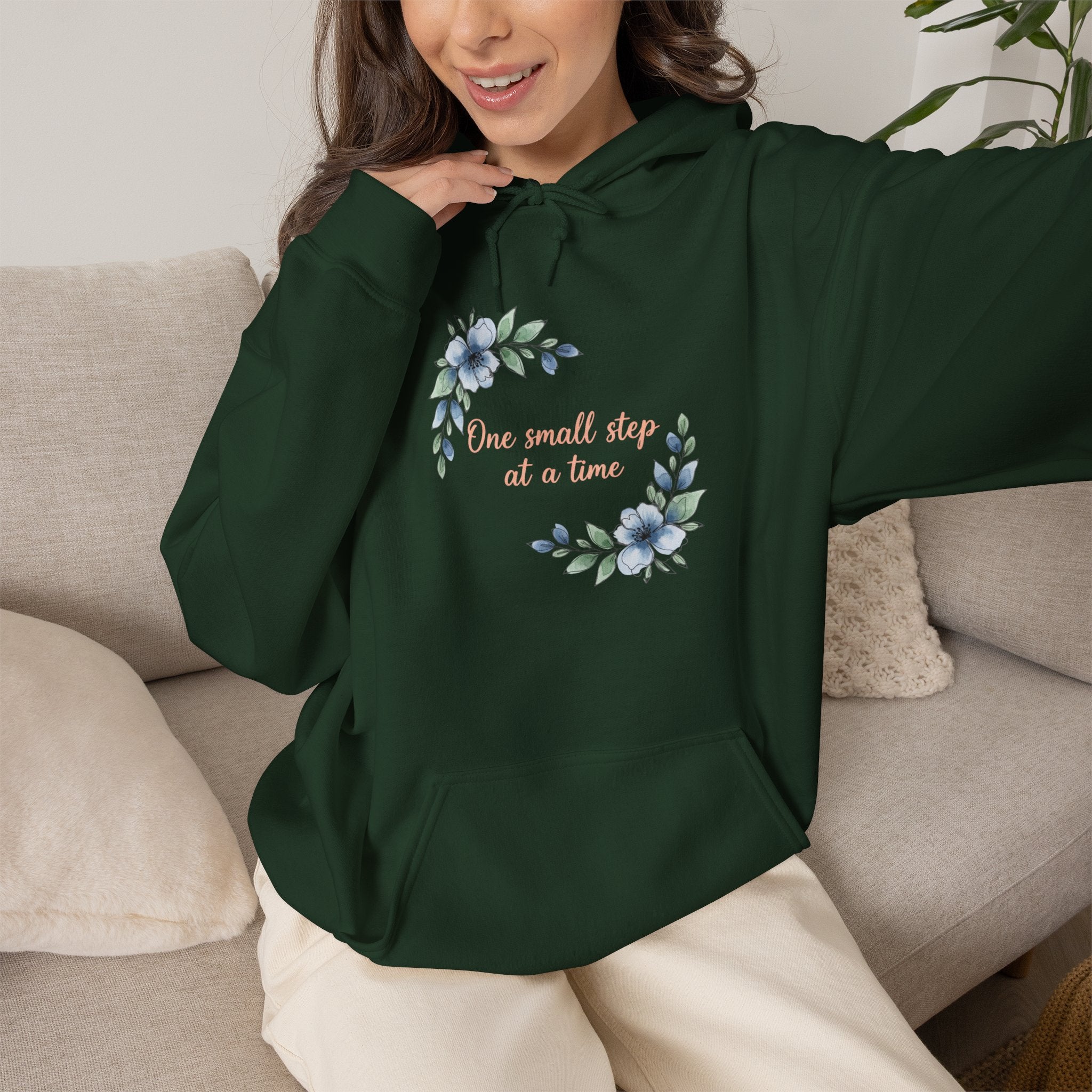 'One Small Step at a Time' Floral Motivational Pullover