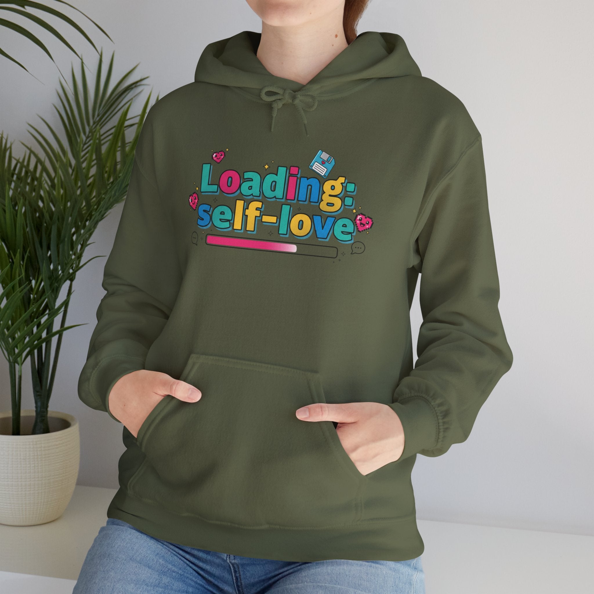 Loading... Self Love pixel art Hoodie | Old Internet Aesthetic, 90s web nostalgia