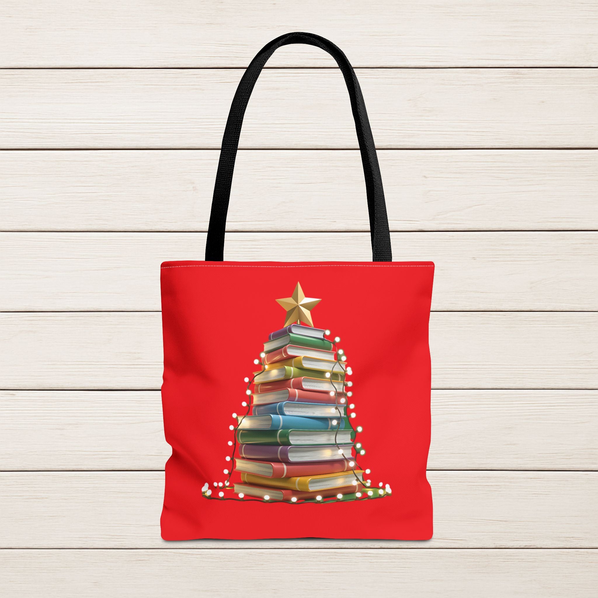 Library Book Christmas Tree Tote, Holiday Shopping Bag