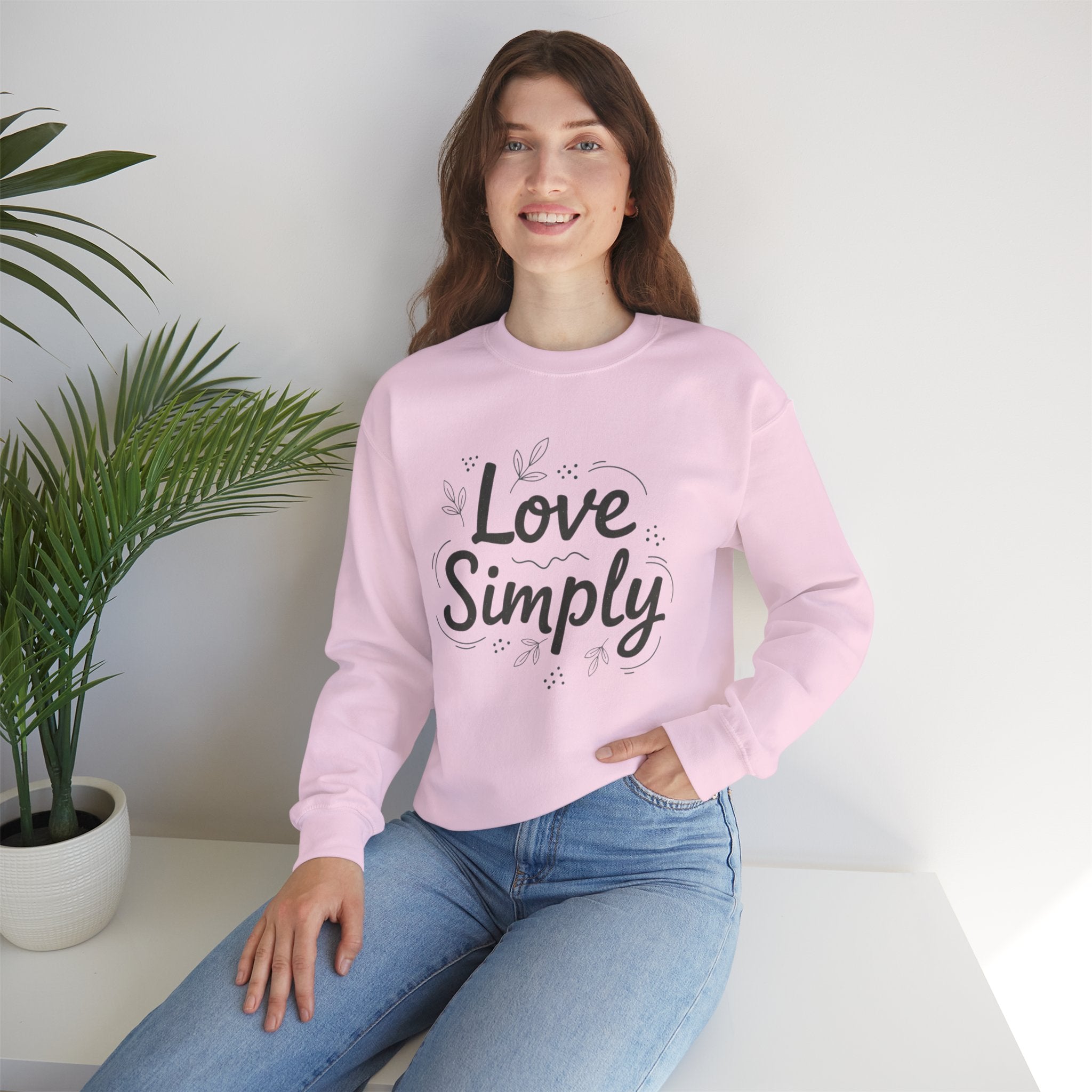 Love Simply Sweatshirt | Minimalist Hand-Lettered Quote, Script Typography