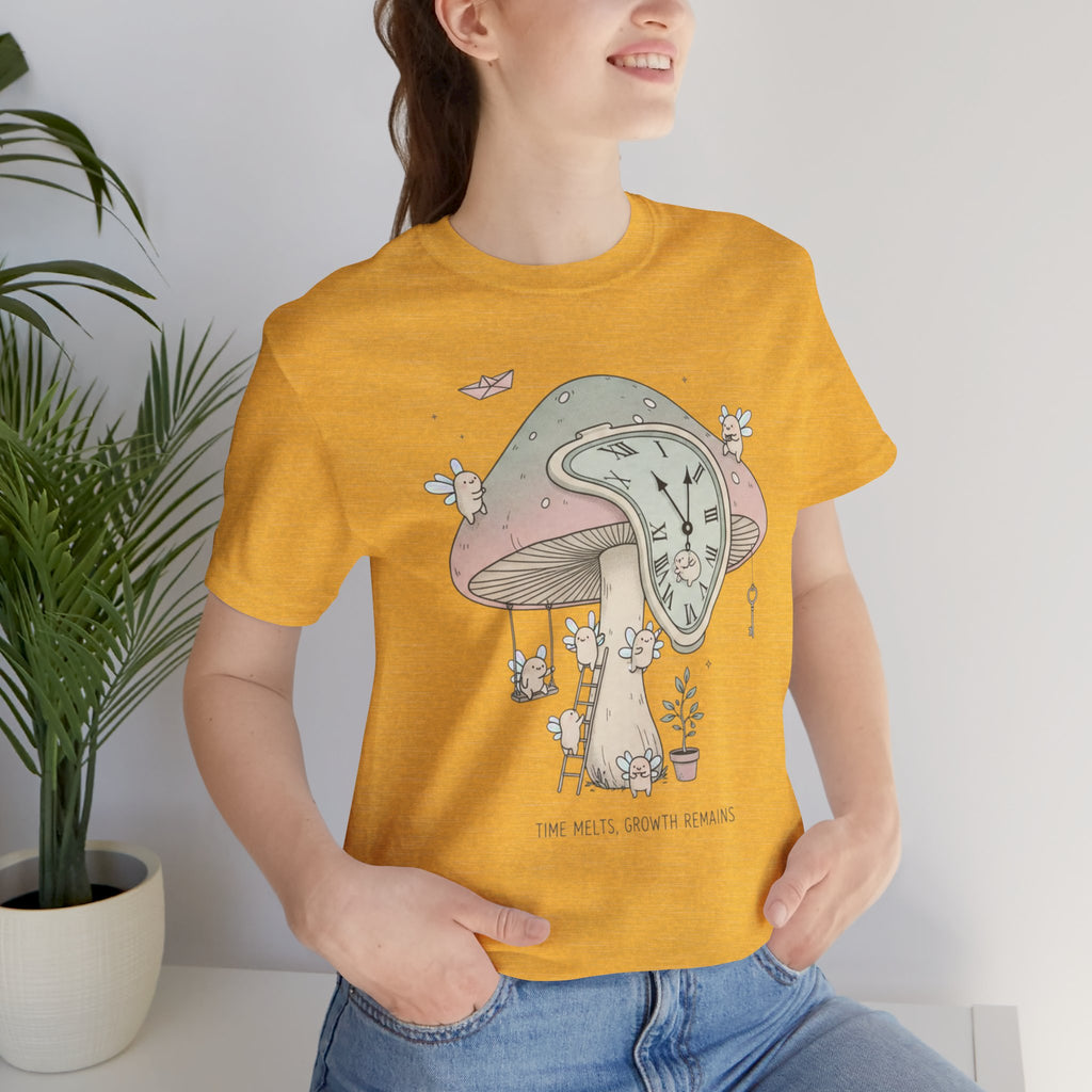 Time Melts, Growth Remains, Mushroom Micro-Surrealism Tee
