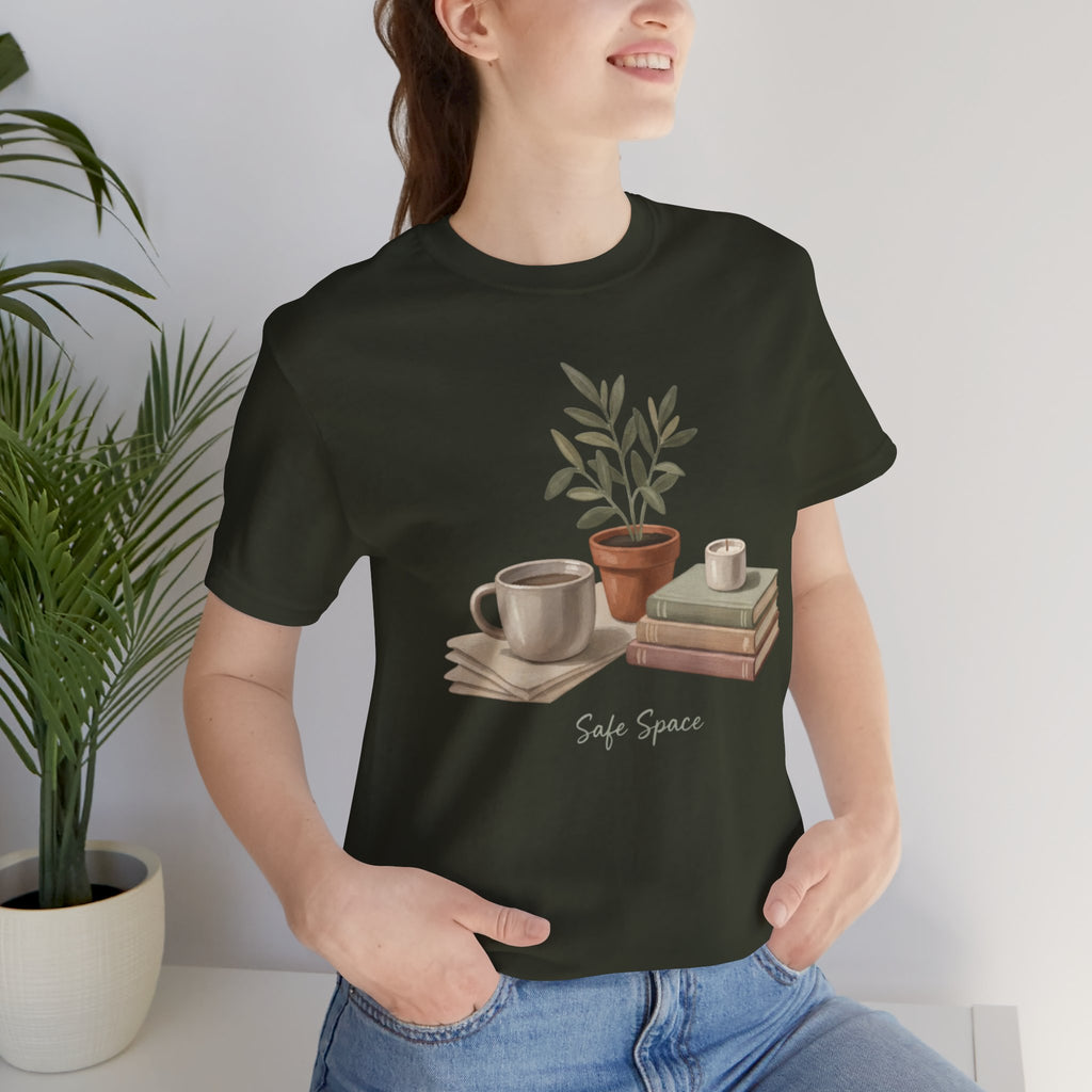 Gouache Still Life with Mugs & Books Safe Space T-Shirt