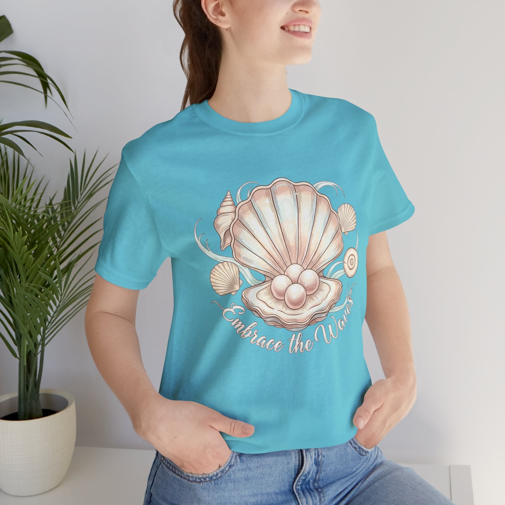Sea Shell Tee — "Embrace the Waves" Beach Shirt