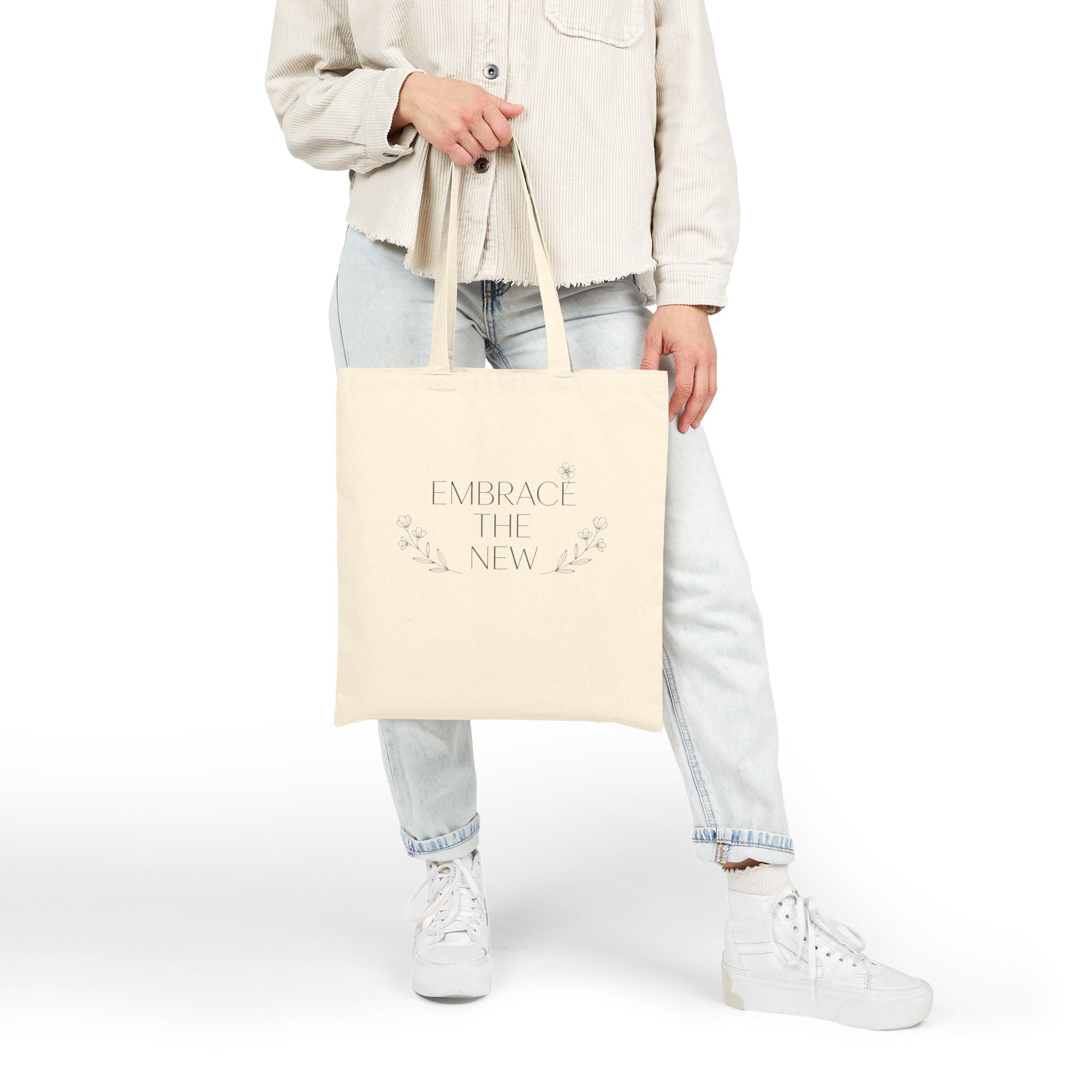 embrace the new | Canvas Tote, Fresh-Start Minimalism, blank page design