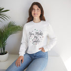 You Make Me Smile Crewneck Sweatshirt | handwritten doodle, sketch aesthetic