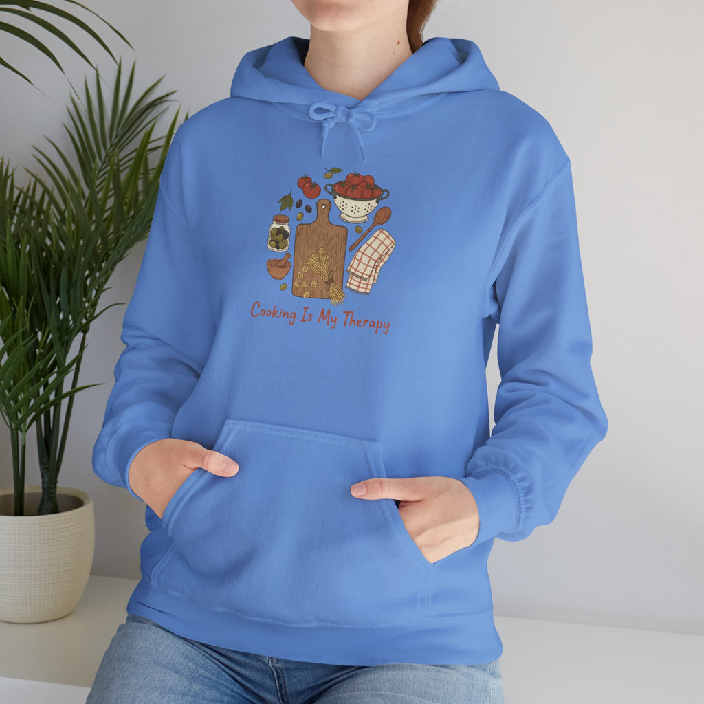 Cooking Is My Therapy Hoodie — Chef Apron-Inspired Comfort Sweatshirt