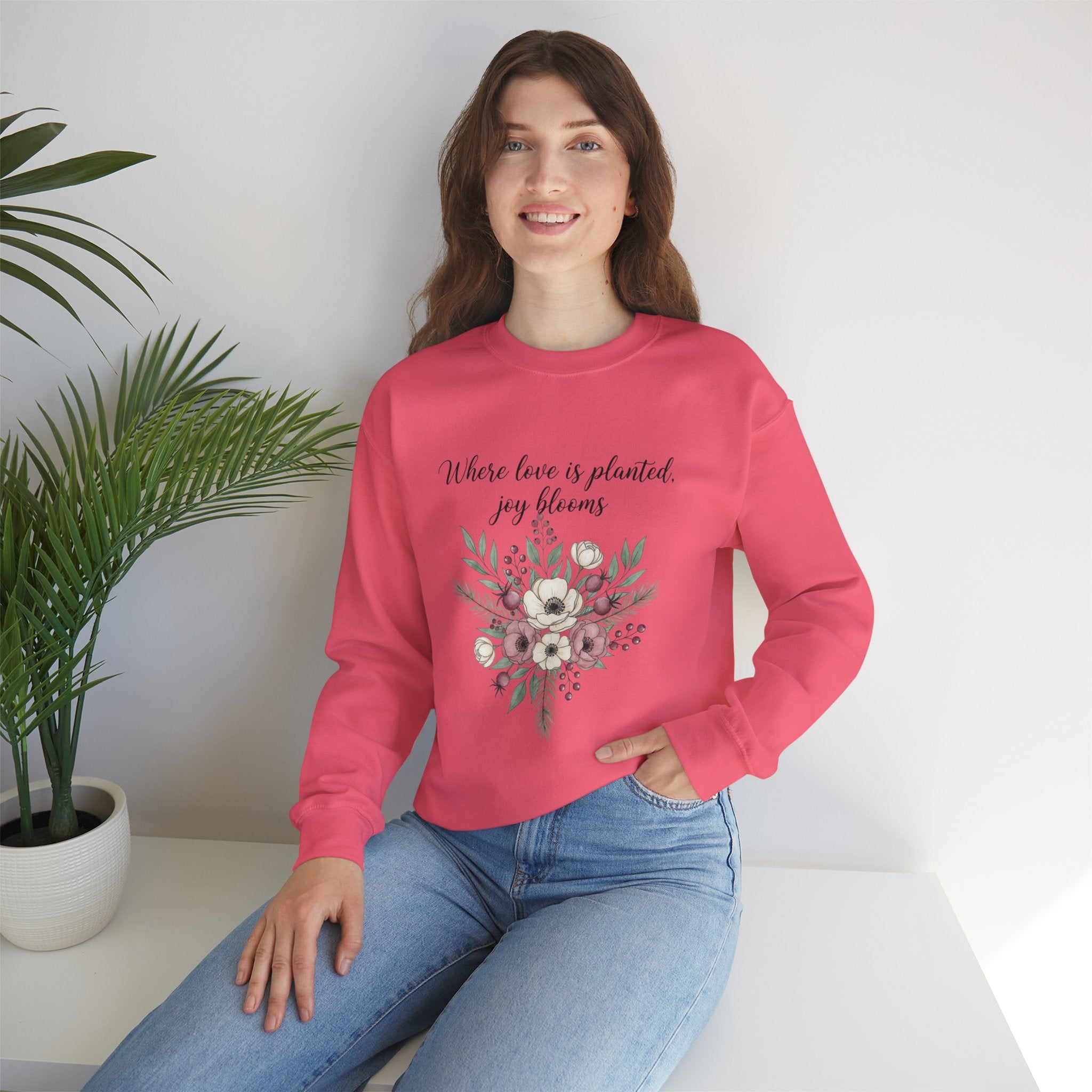 Winter Wildflower Bouquet Sweatshirt, Cottagecore Crewneck