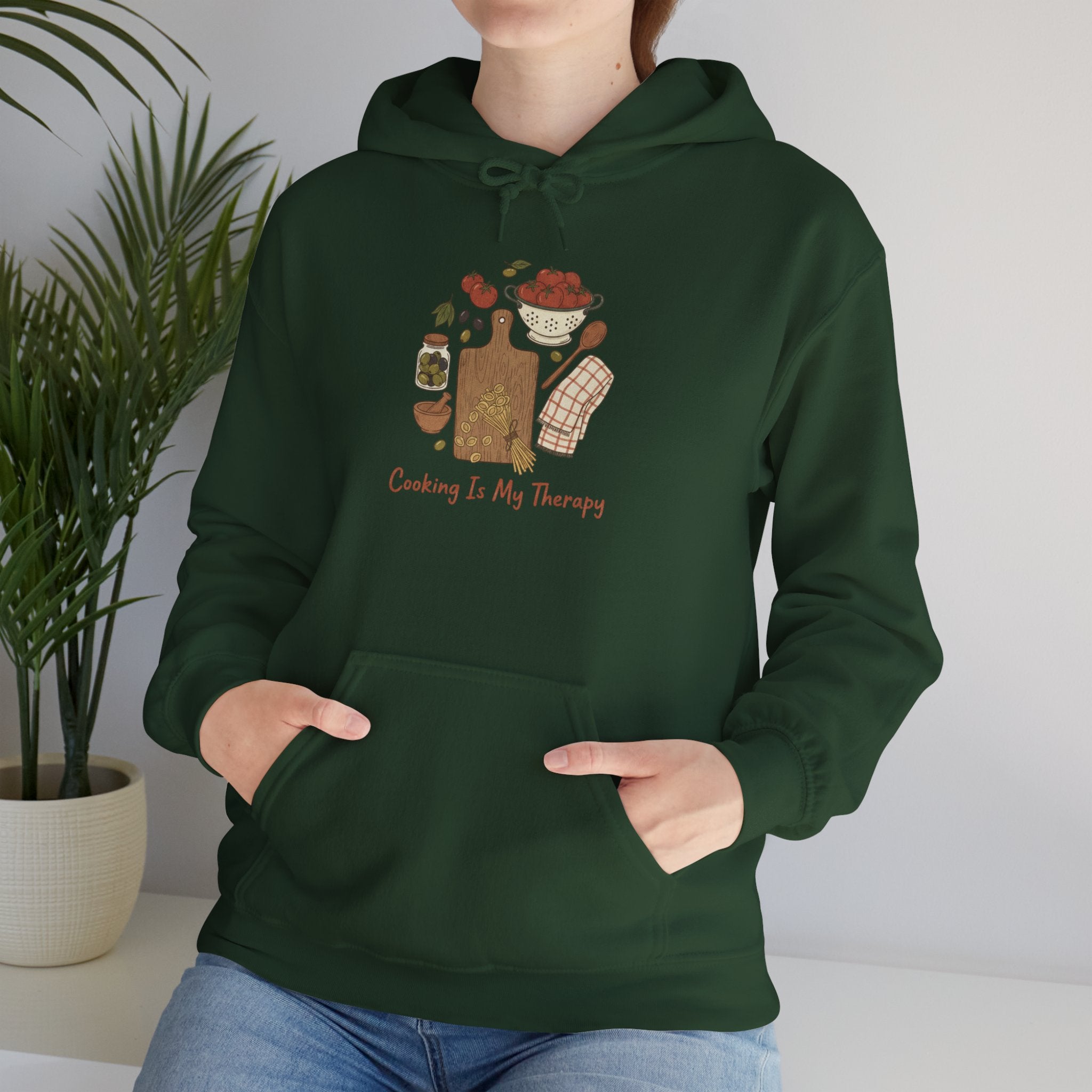Cooking Is My Therapy Hoodie — Chef Apron-Inspired Comfort Sweatshirt