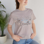 Breathe script tee | Minimal forest motif, moon phase nature vibes