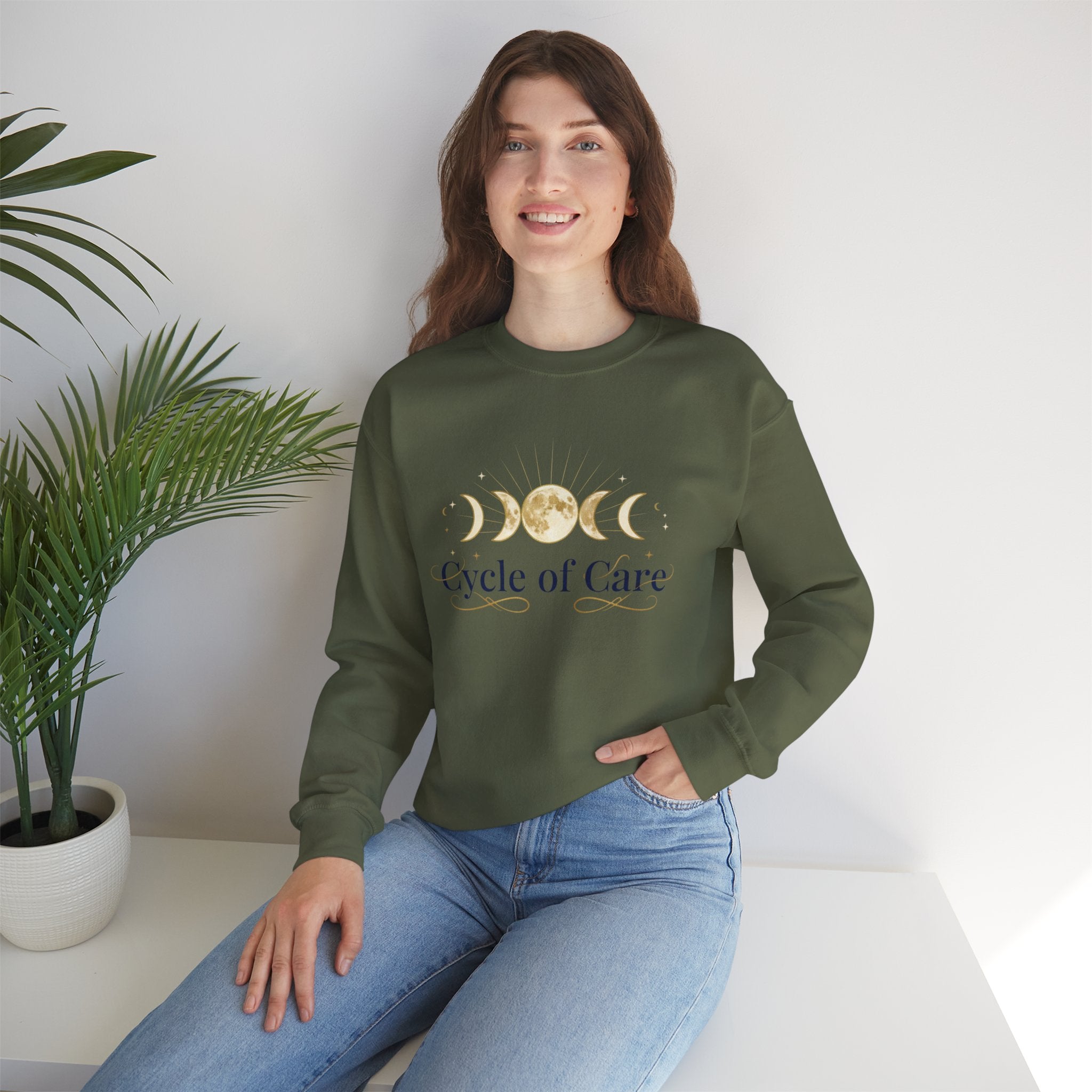 Cycle of Care Moon Phases Sweatshirt | celestial wellness, ritual calendar
