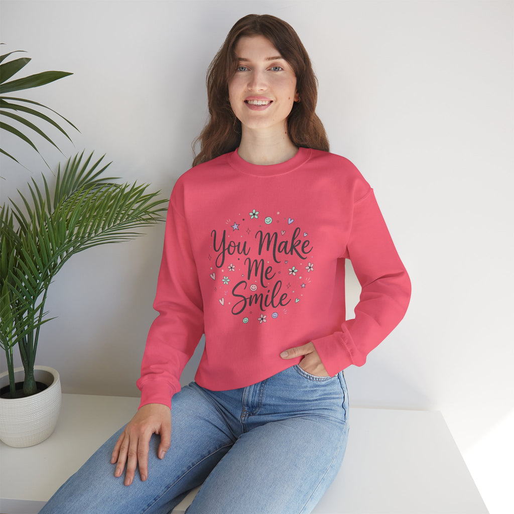 You Make Me Smile Crewneck Sweatshirt | handwritten doodle, sketch aesthetic