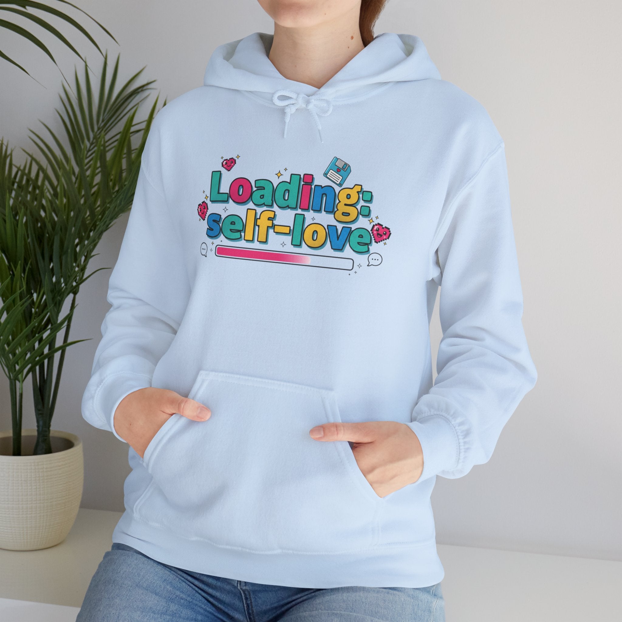 Loading... Self Love pixel art Hoodie | Old Internet Aesthetic, 90s web nostalgia