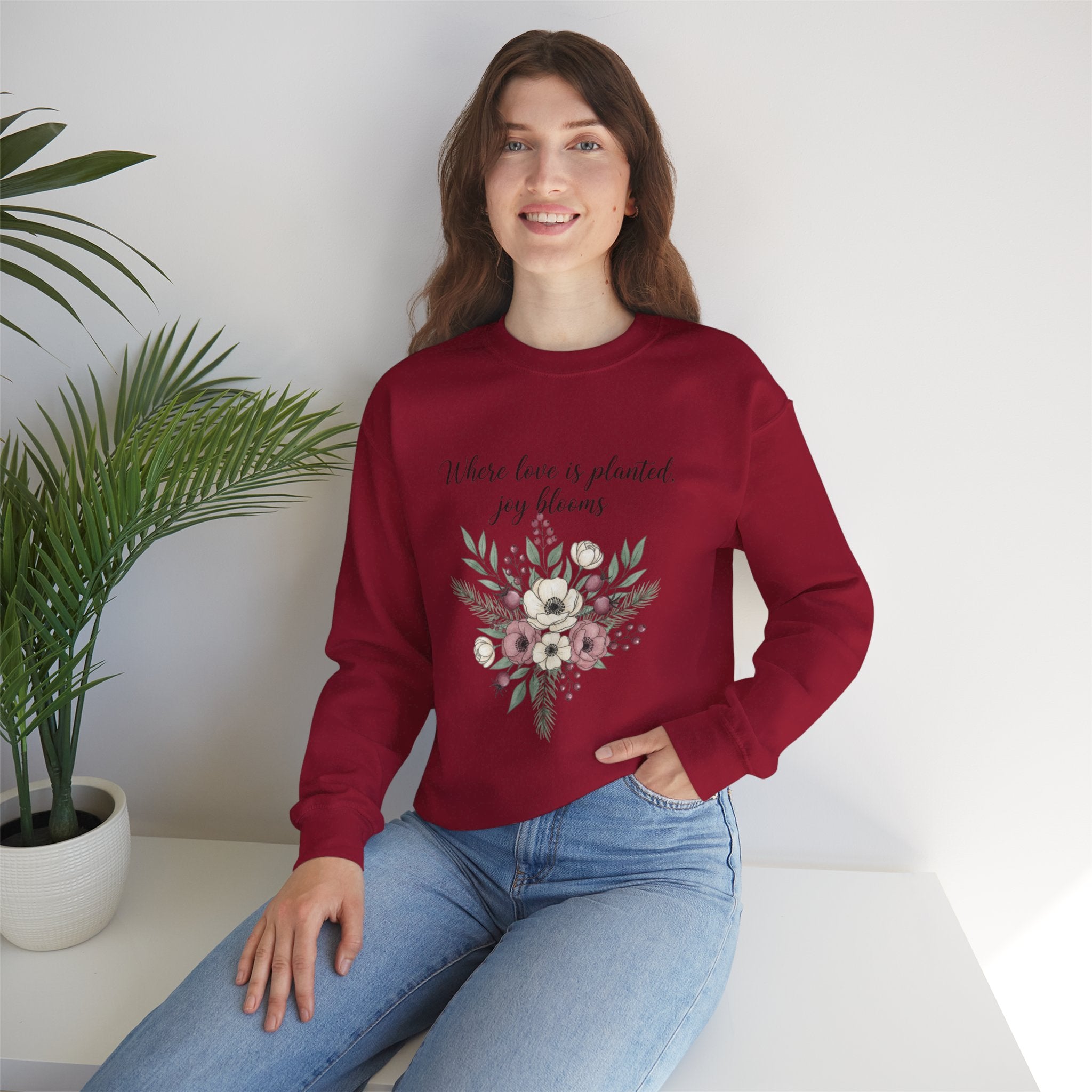 Winter Wildflower Bouquet Sweatshirt, Cottagecore Crewneck