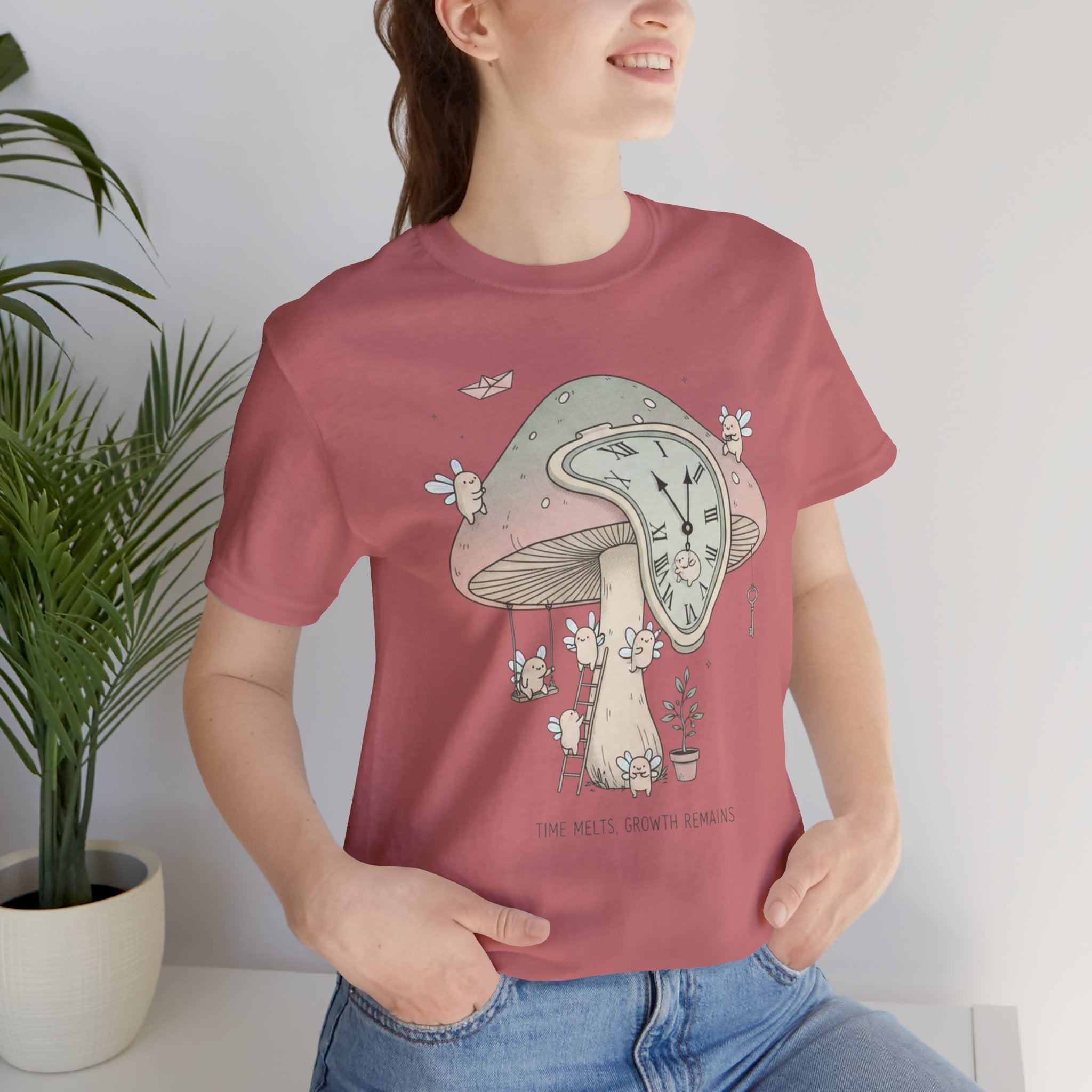 Time Melts, Growth Remains, Mushroom Micro-Surrealism Tee