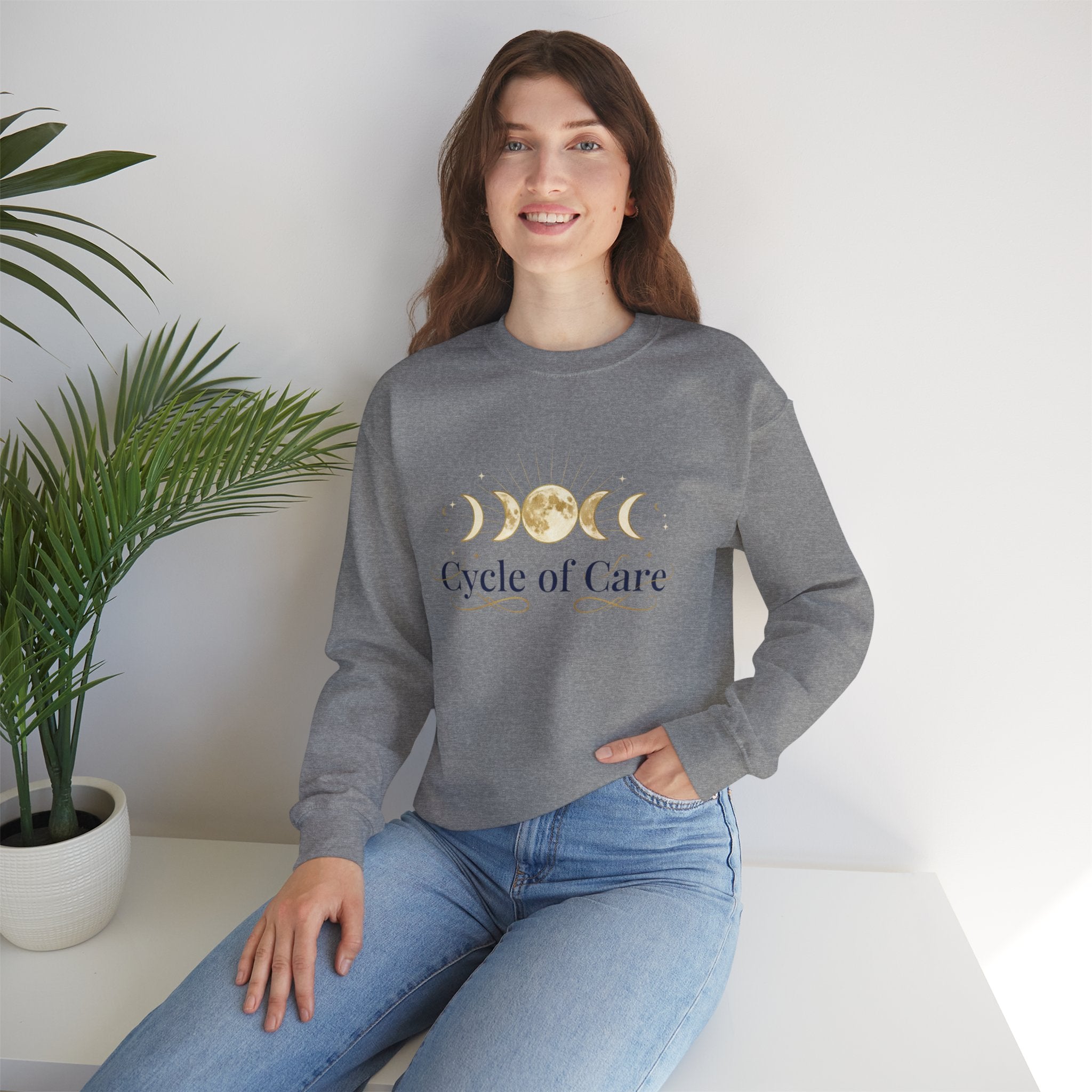 Cycle of Care Moon Phases Sweatshirt | celestial wellness, ritual calendar