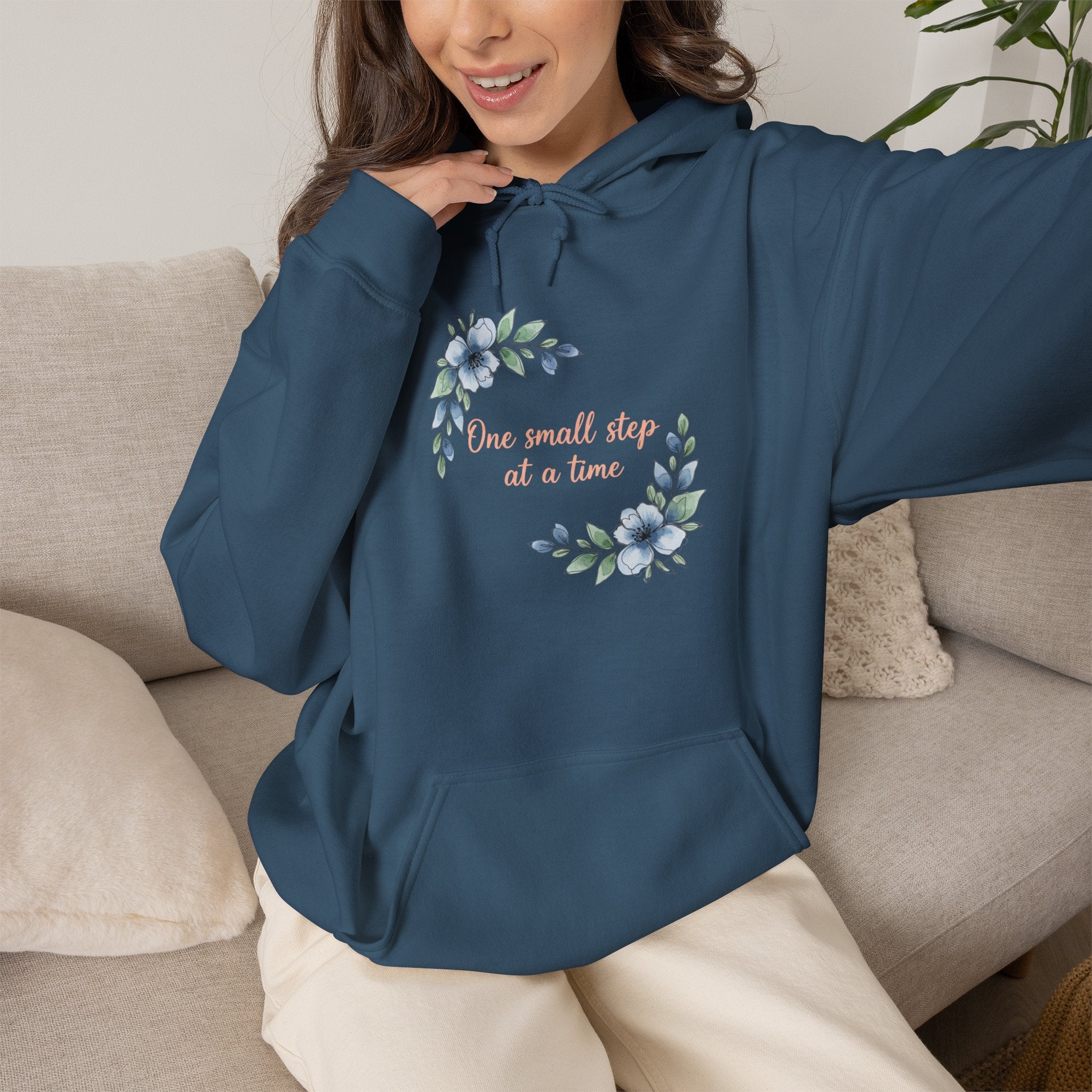 'One Small Step at a Time' Floral Motivational Pullover