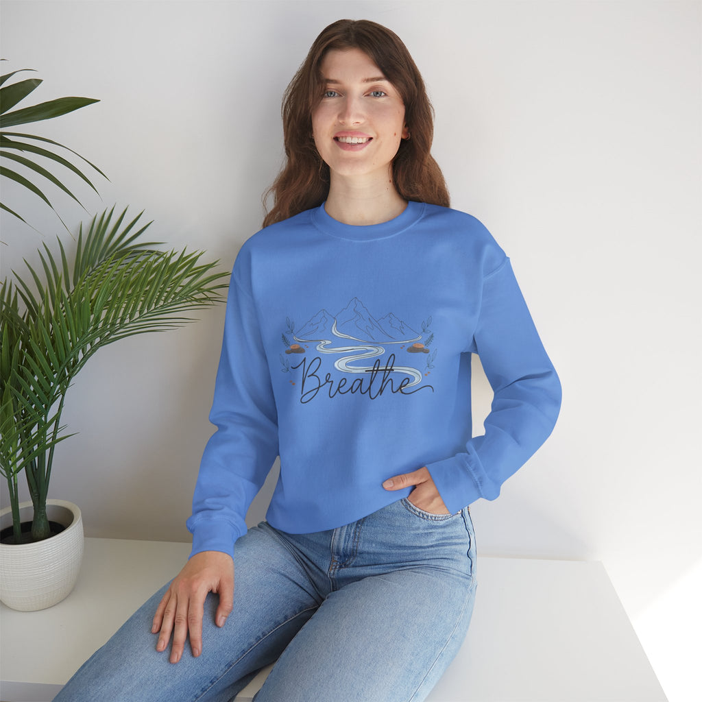 Breathe Mountain Line Sweatshirt | nature vibes, moon phase minimal