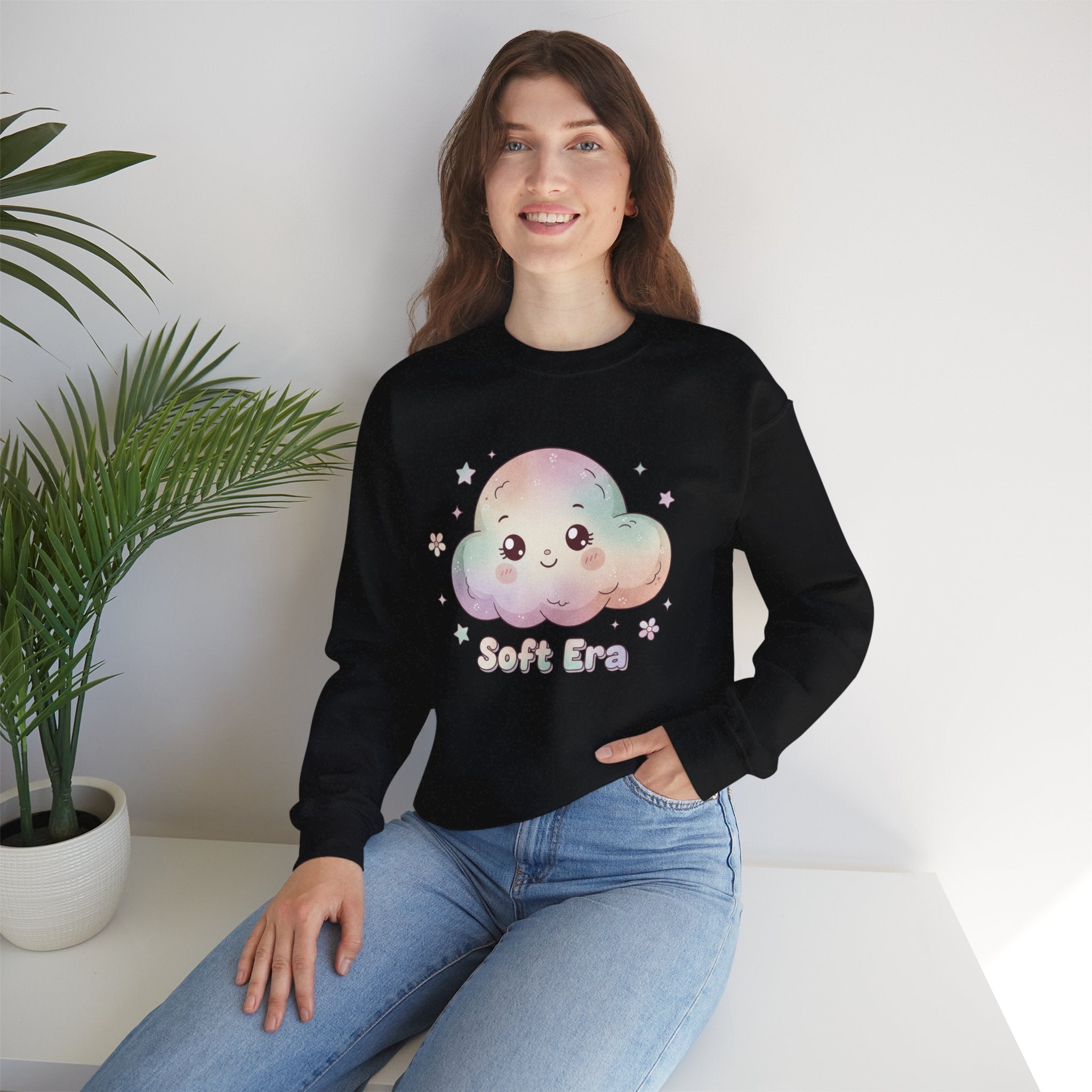 Soft Era Cloud Crewneck Sweatshirt | wholesome surrealism, pastel kawaii