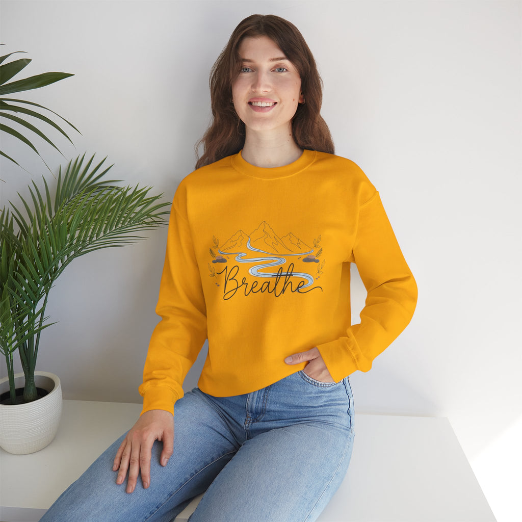 Breathe Mountain Line Sweatshirt | nature vibes, moon phase minimal