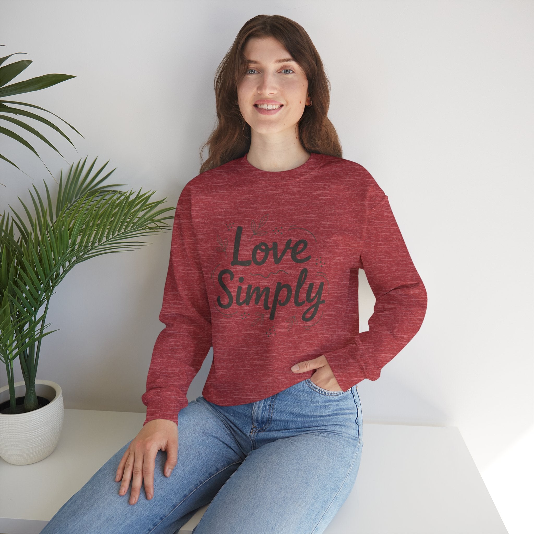 Love Simply Sweatshirt | Minimalist Hand-Lettered Quote, Script Typography