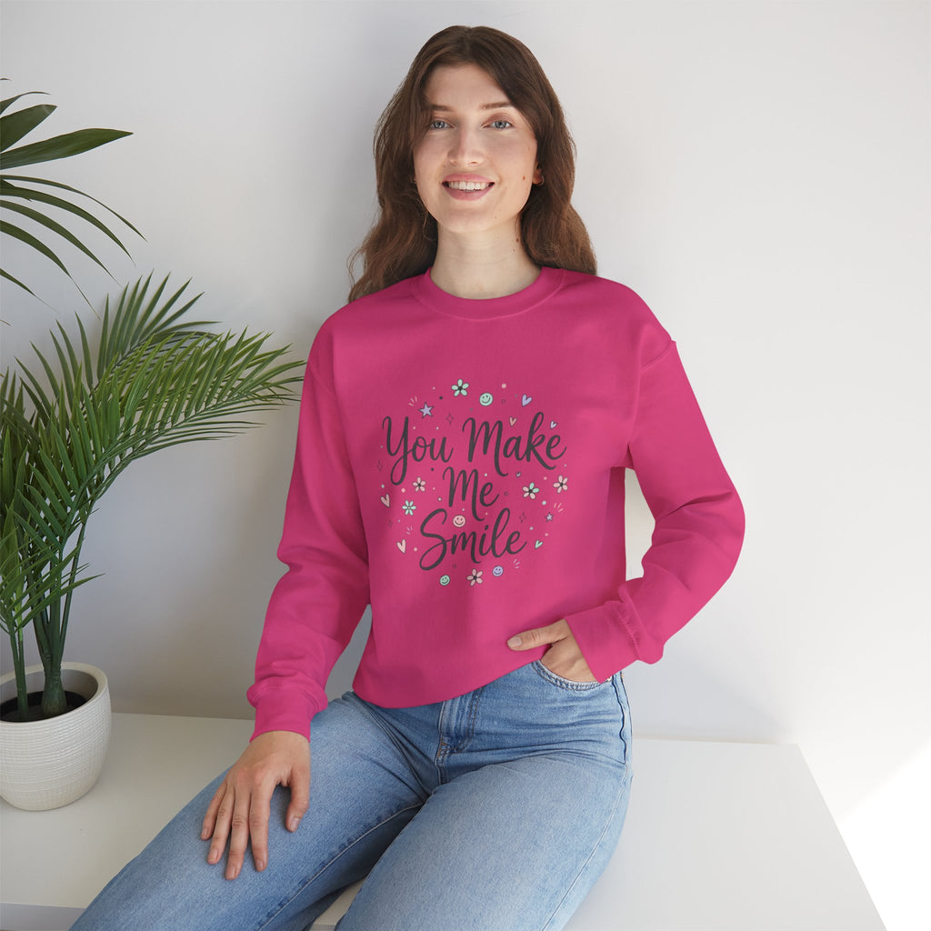 You Make Me Smile Crewneck Sweatshirt | handwritten doodle, sketch aesthetic
