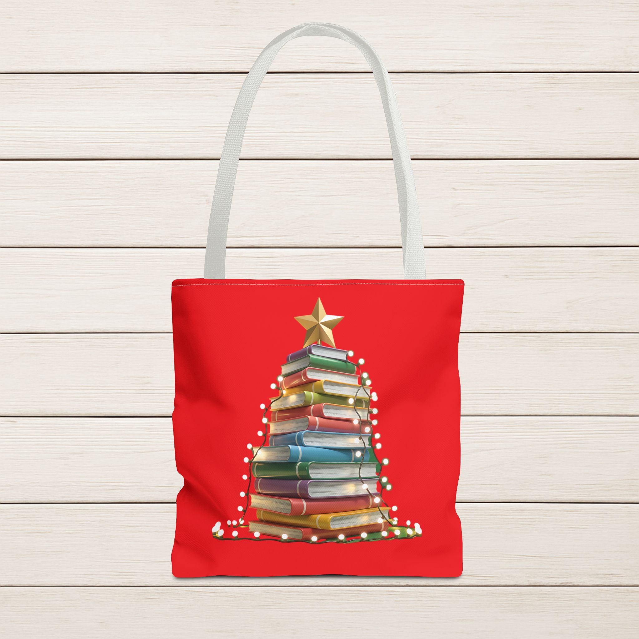 Library Book Christmas Tree Tote, Holiday Shopping Bag