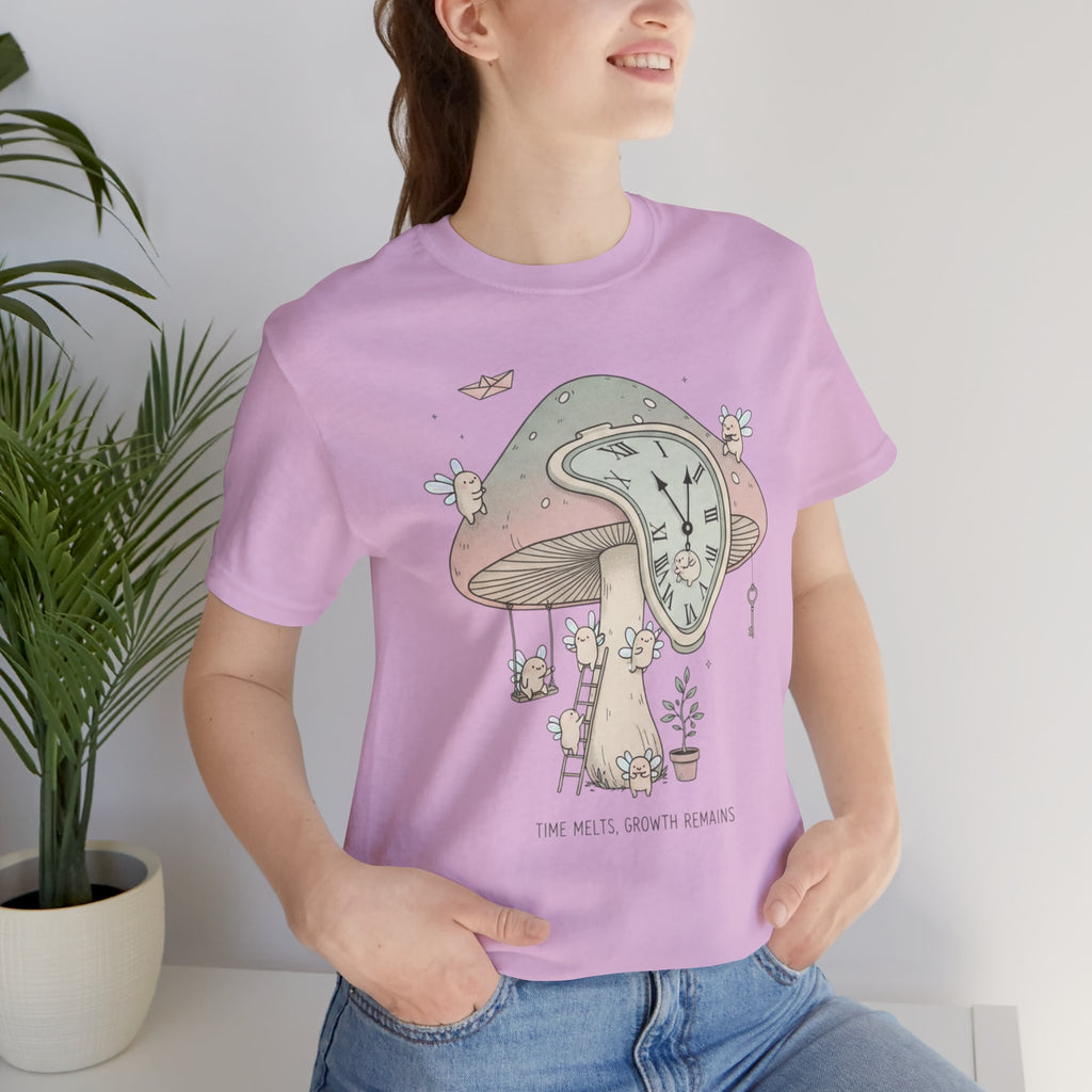 Time Melts, Growth Remains, Mushroom Micro-Surrealism Tee