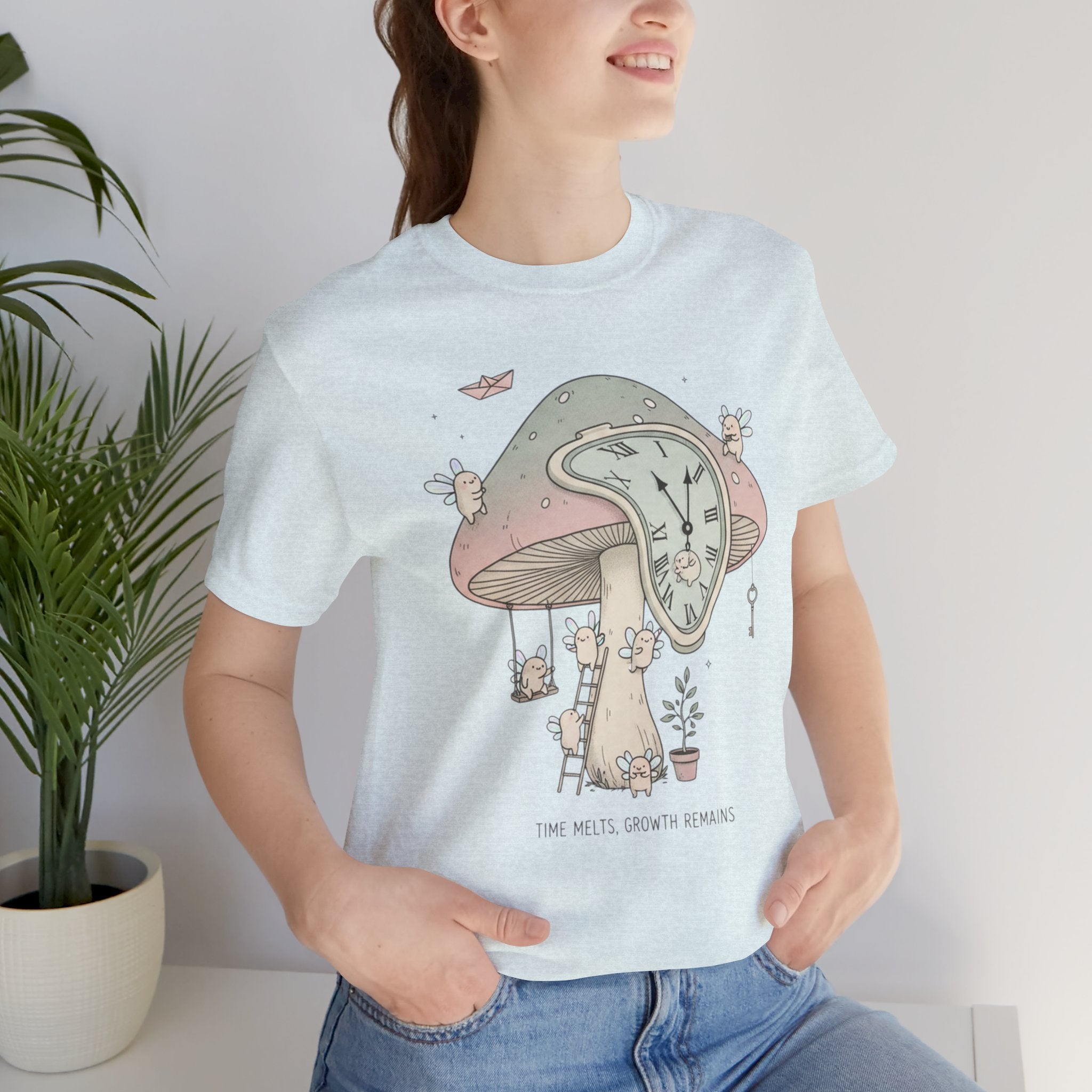 Time Melts, Growth Remains, Mushroom Micro-Surrealism Tee