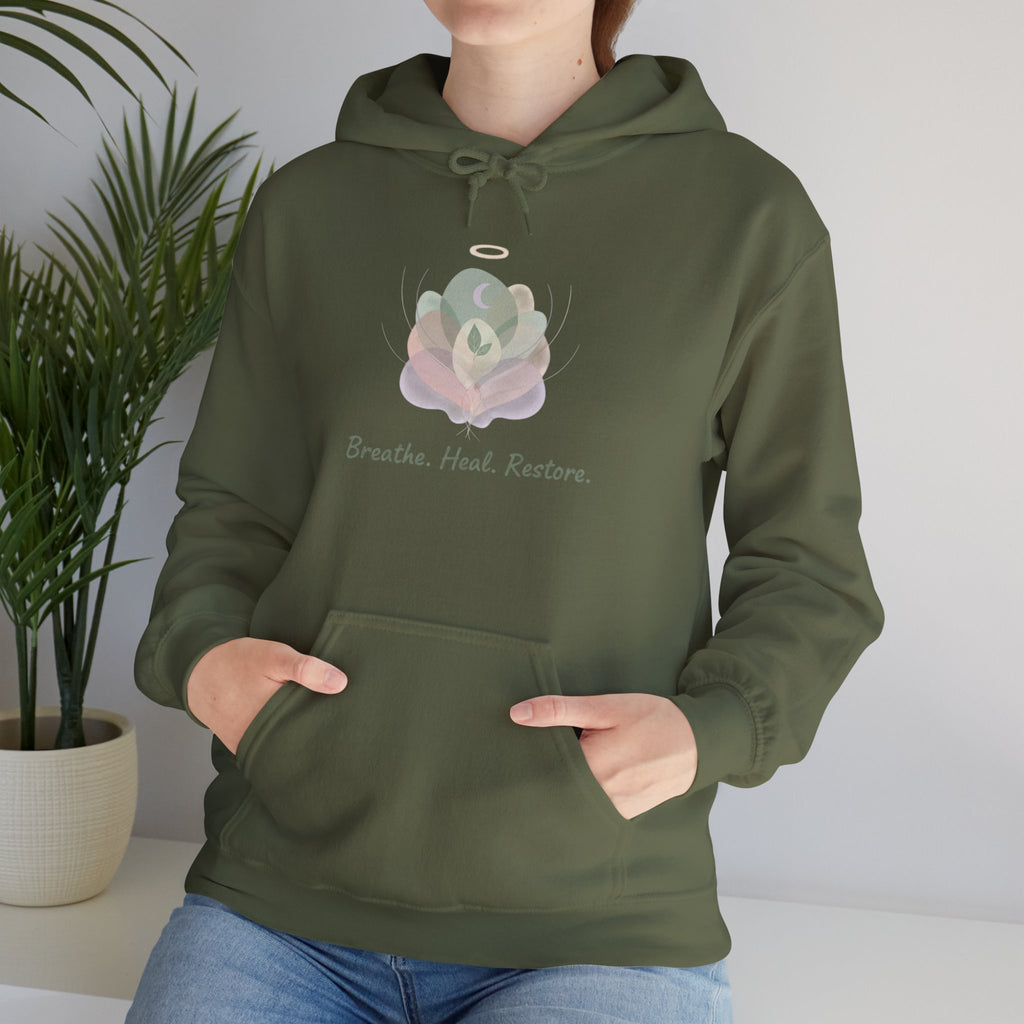 Breathe Heal Restore Sweatshirt — Mindful Wellness Hoodie