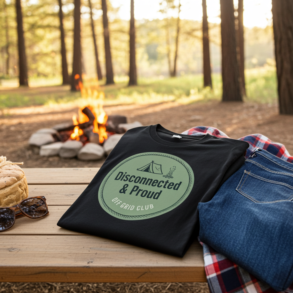 "Disconnected & Proud" Off-Grid Club Camping Tee
